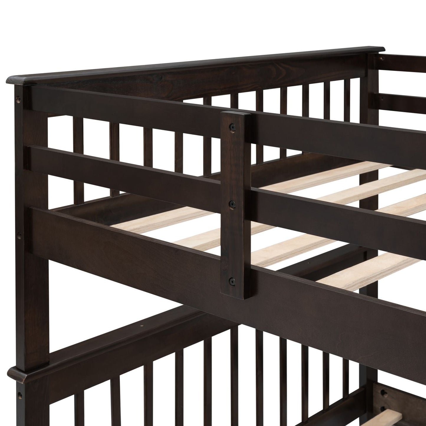 Stairway Full-Over-Full Bunk Bed with Storage and Guard Rail for Bedroom,  Dorm,  Espresso