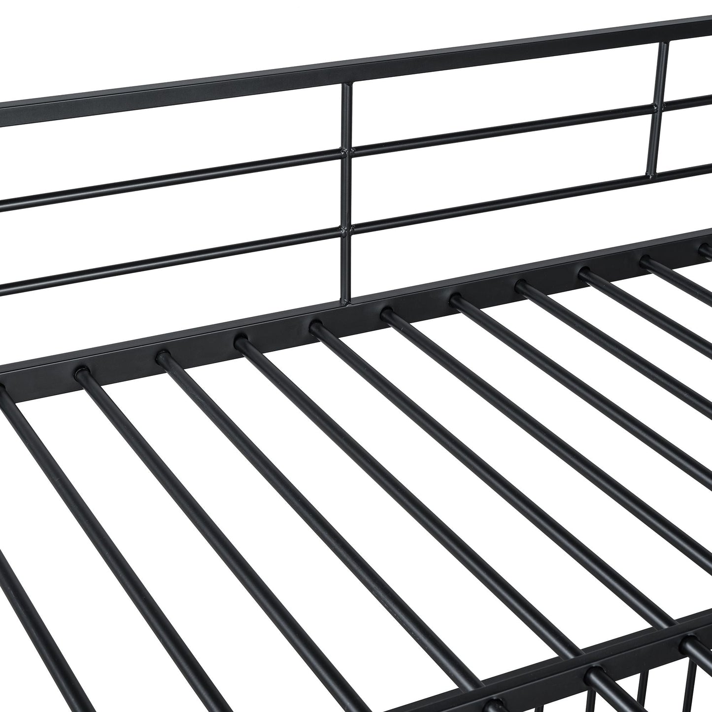 Full over Full Size Metal Bunk Bed with Slide and Guardrails,  Black