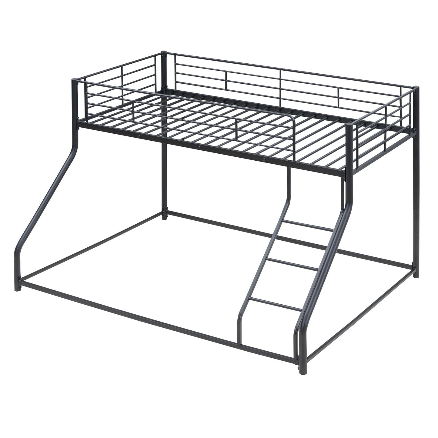 Space-Saving Twin XL Over Queen Metal Floor Bunk Bed, Black | Just Better Bunk Beds