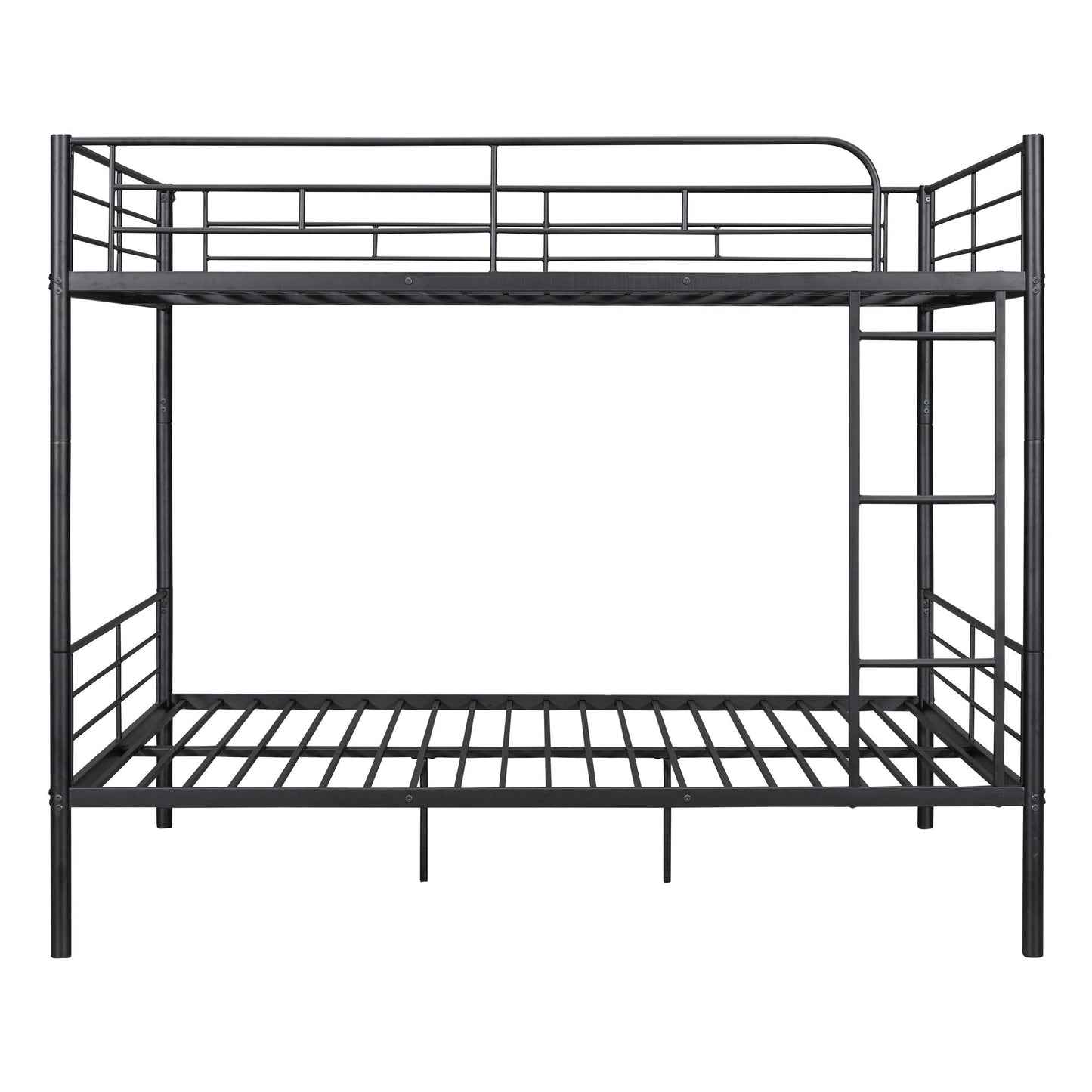 Heavy-Duty Full Over Full Metal Bunk Bed with Safety Guardrails and Ladder, Space-Saving Design, Black | Just Better Bunk Beds
