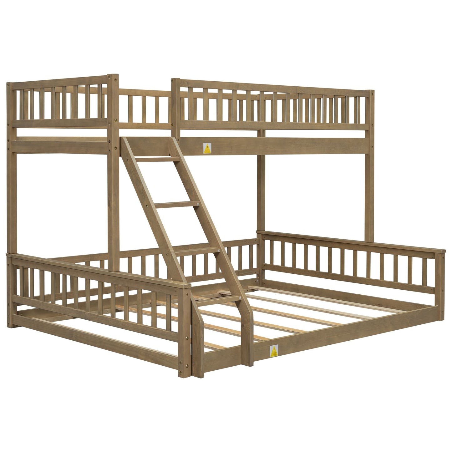 Shared Room Solution Twin XL Over Queen Wood Bunk Bed, Walnut | Just Better Bunk Beds
