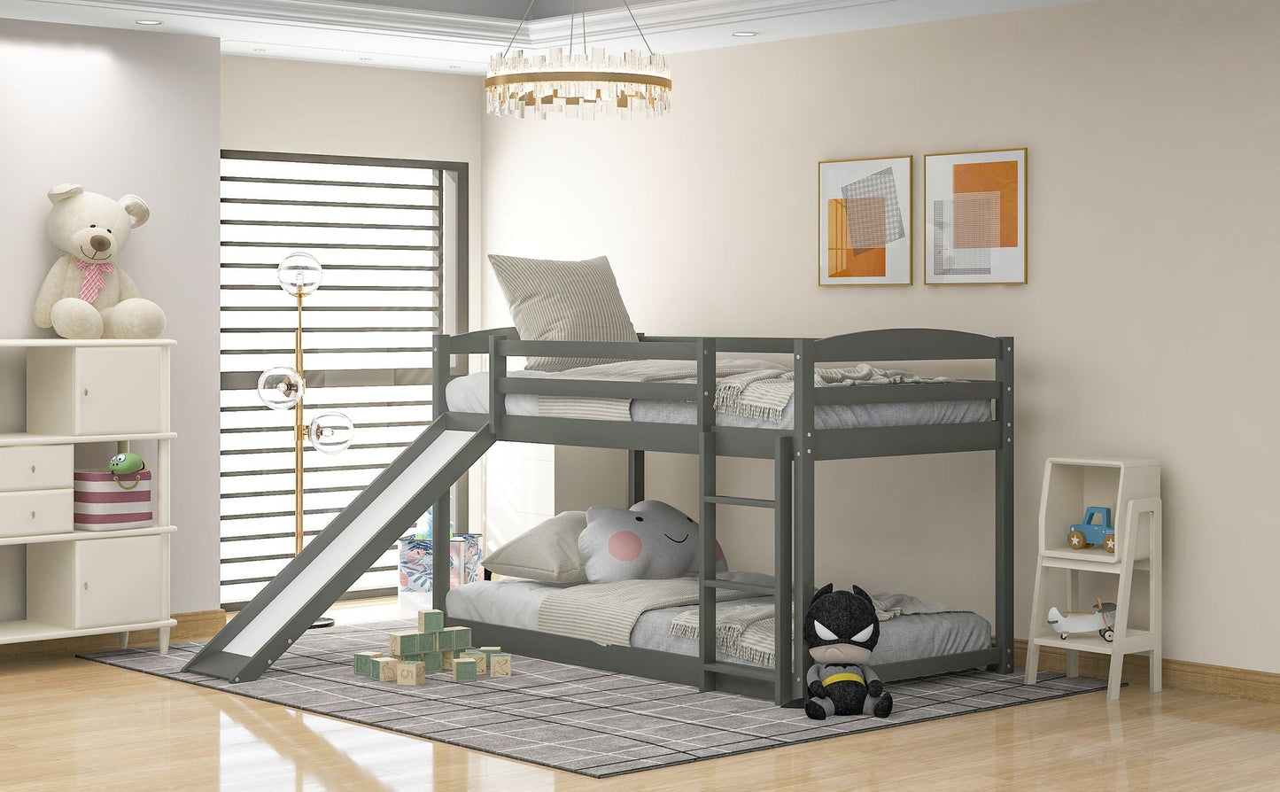Twin over Twin Bunk Bed with Convertible Slide and Ladder