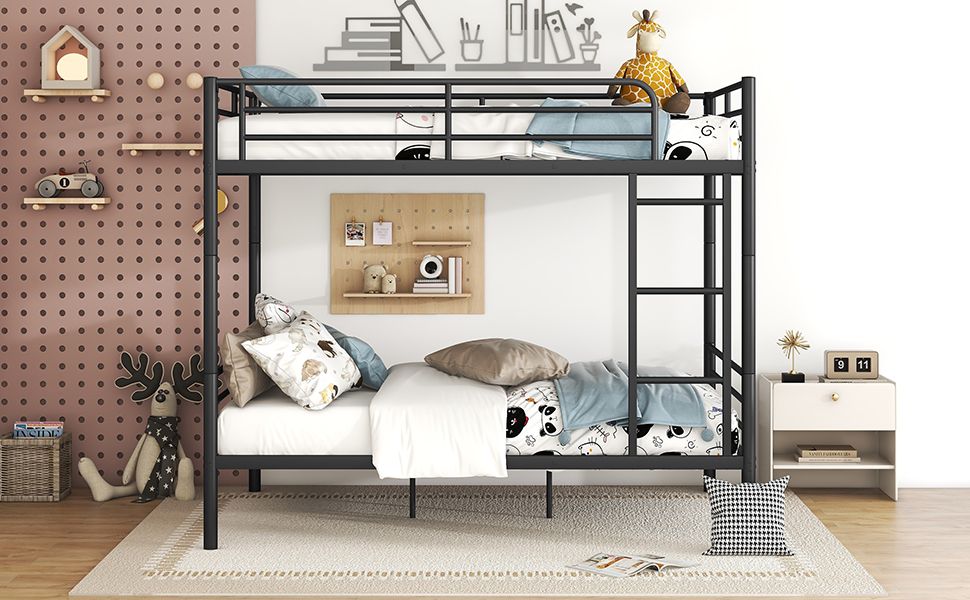 Space-Saving Full Over Full Metal Bunk Bed, Available in Black, Silver, and White | Just Better Bunk Beds