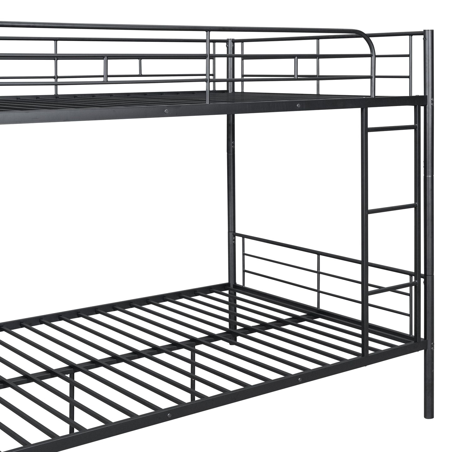 Heavy-Duty Full Over Full Metal Bunk Bed with Safety Guardrails and Ladder, Space-Saving Design, Black | Just Better Bunk Beds