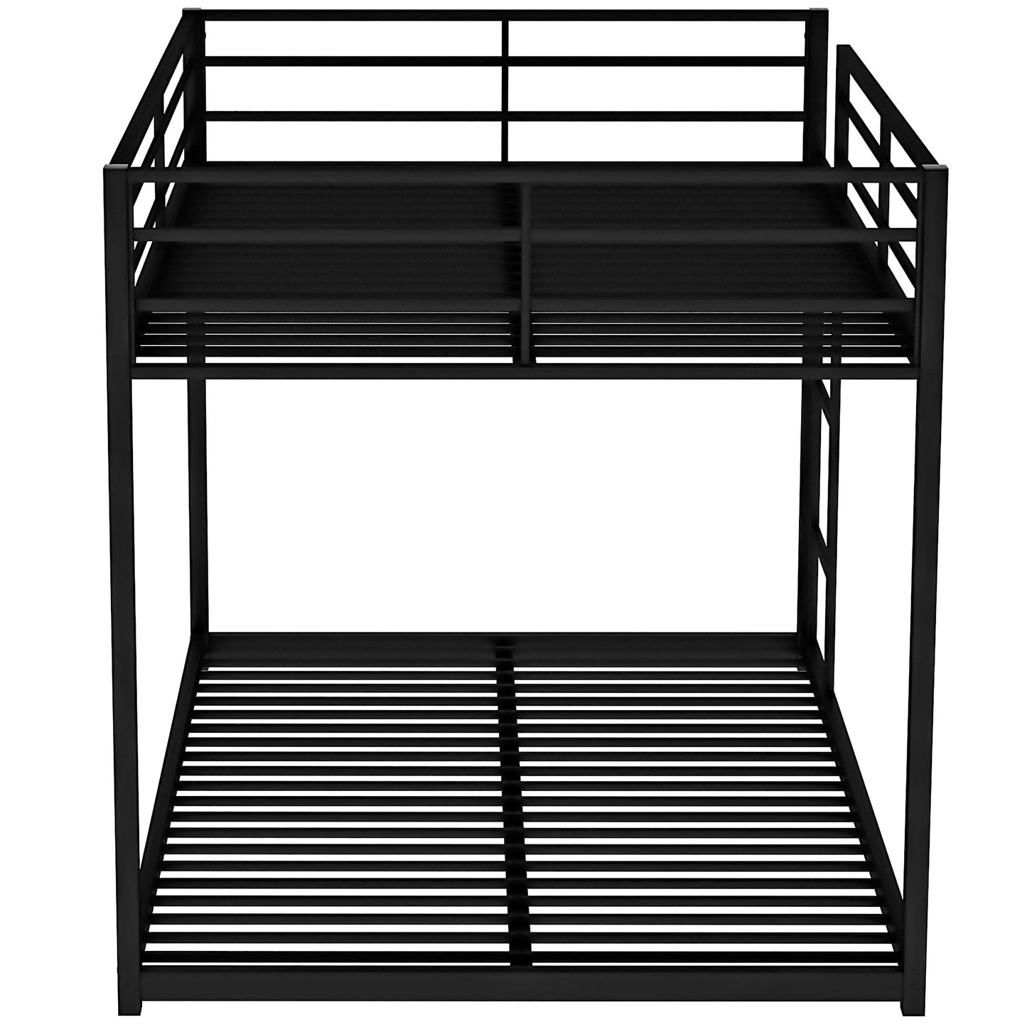 Space-Saving Low Full Over Full Metal Bunk Bed with Ladder, Black | Just Better Bunk Beds