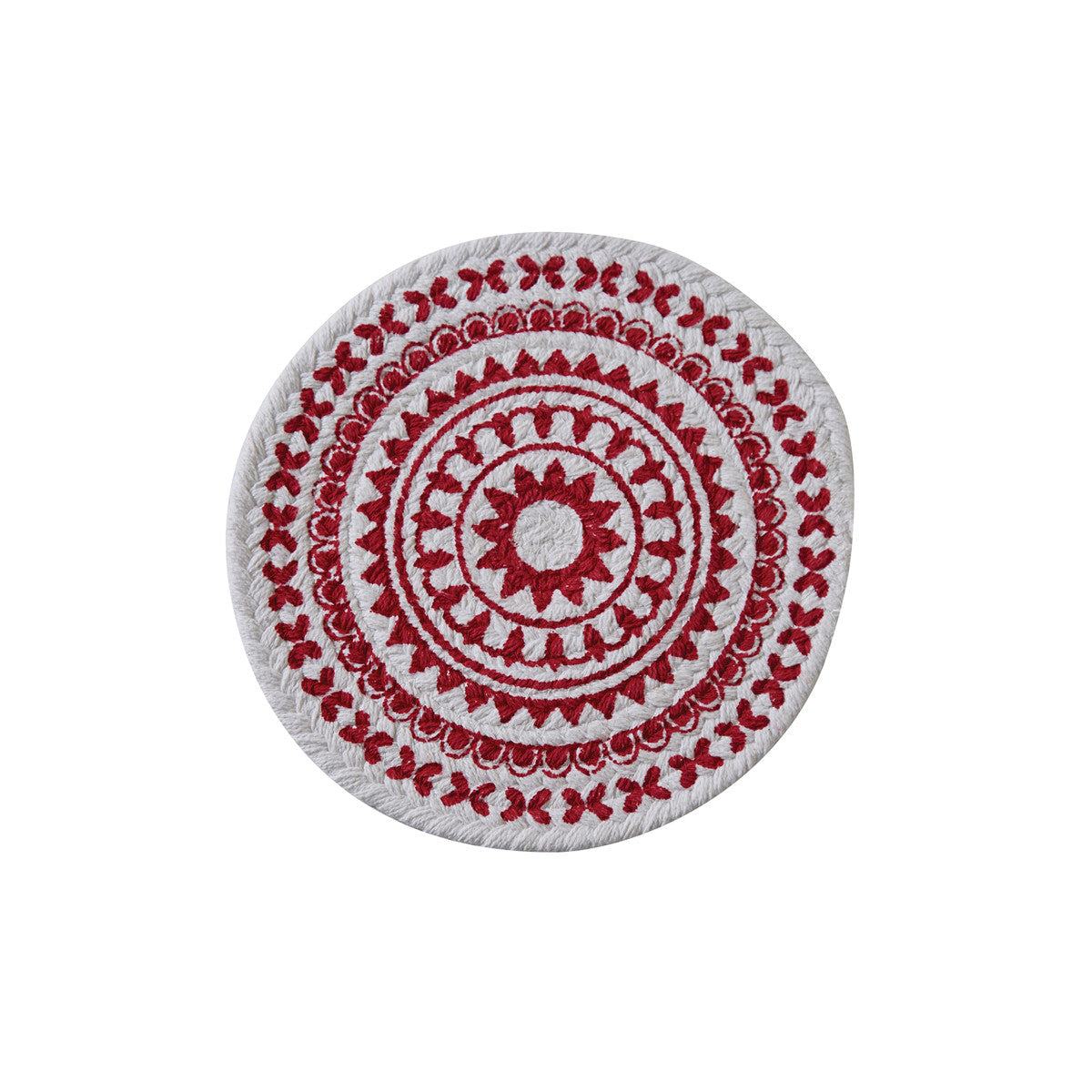Red Medallion Round Printed Trivet