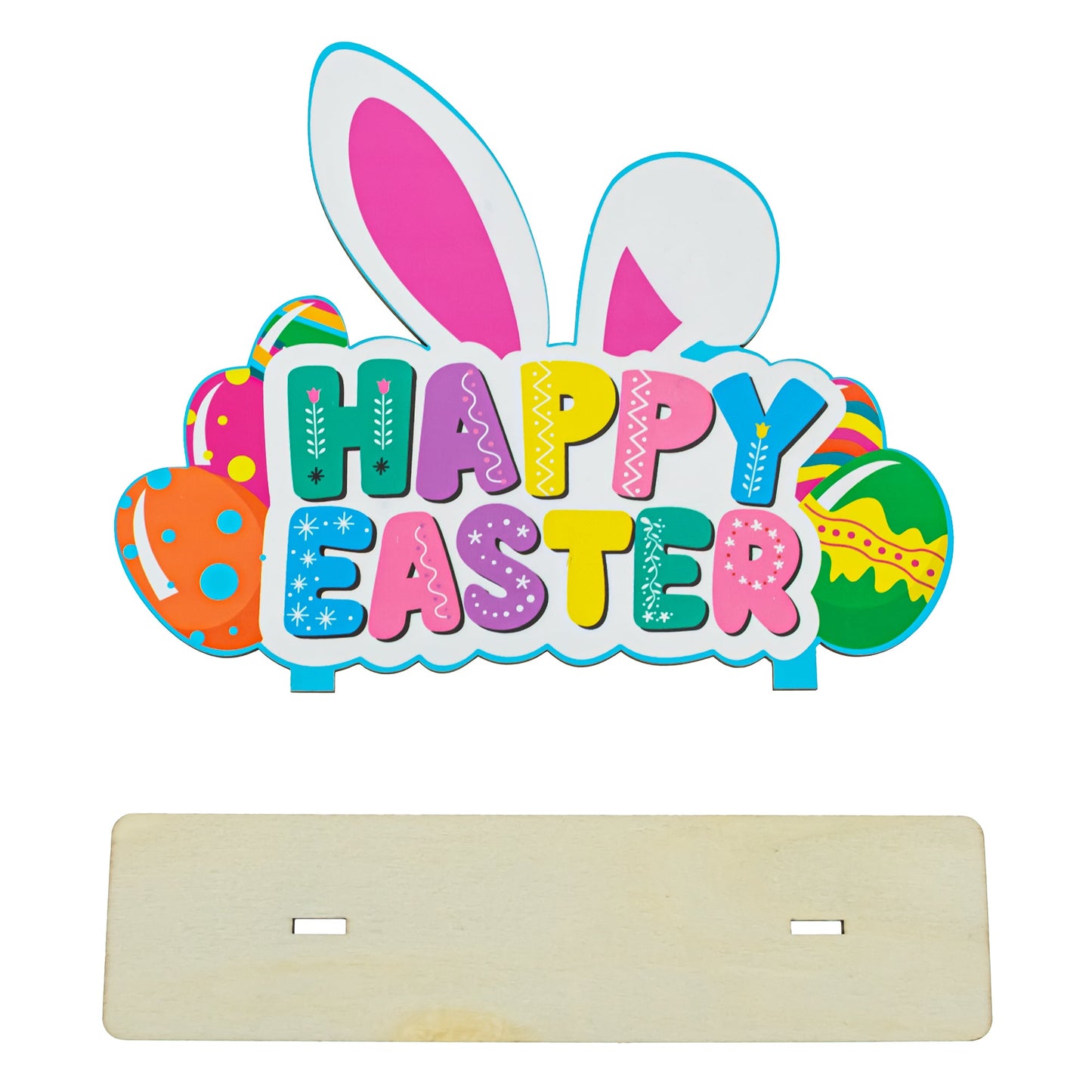 Happy Easter Wooden Standalone Tabletop Cutout Decor