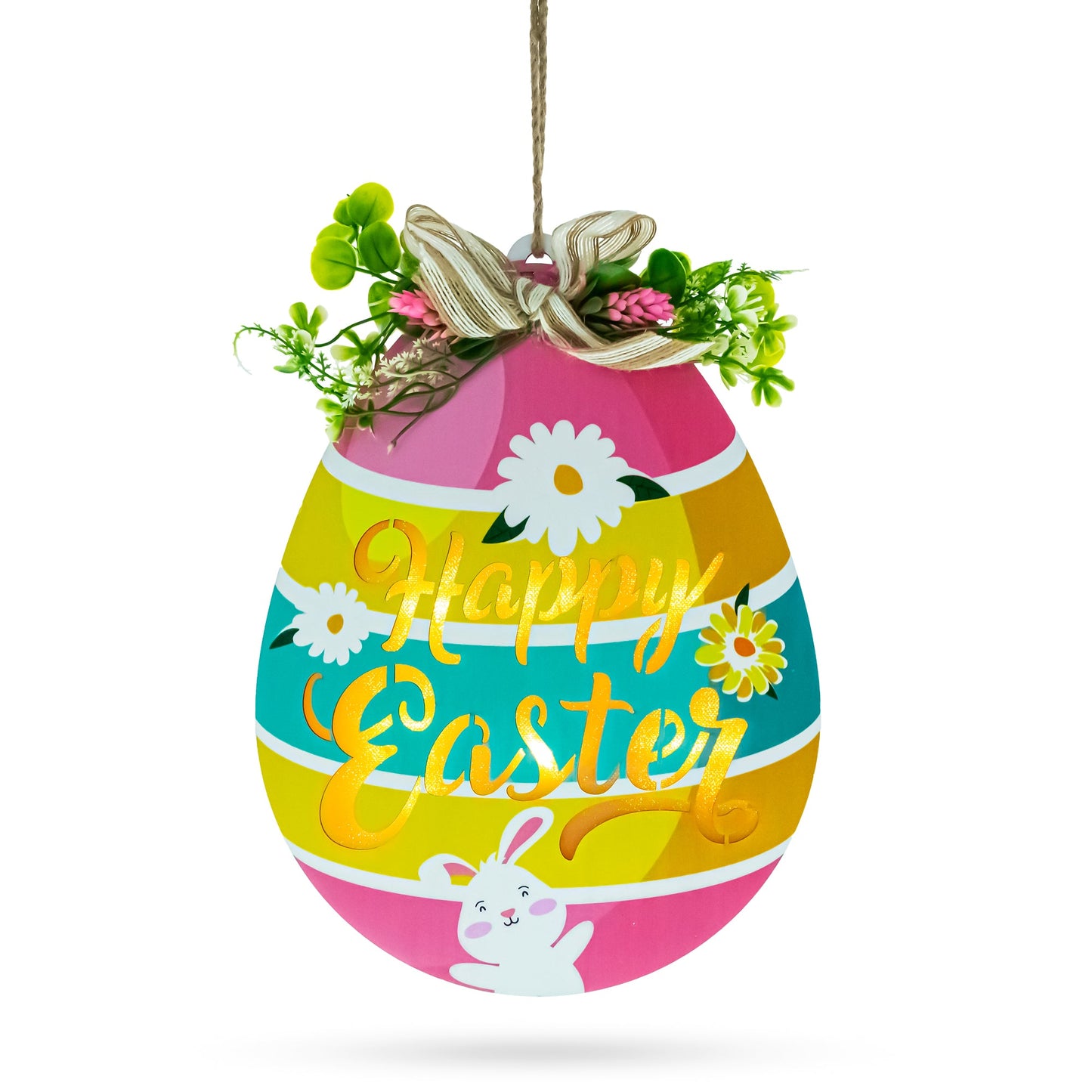 Illuminated LED Wooden Easter Egg Hanging Decor