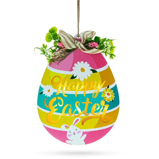 Illuminated LED Wooden Easter Egg Hanging Decor