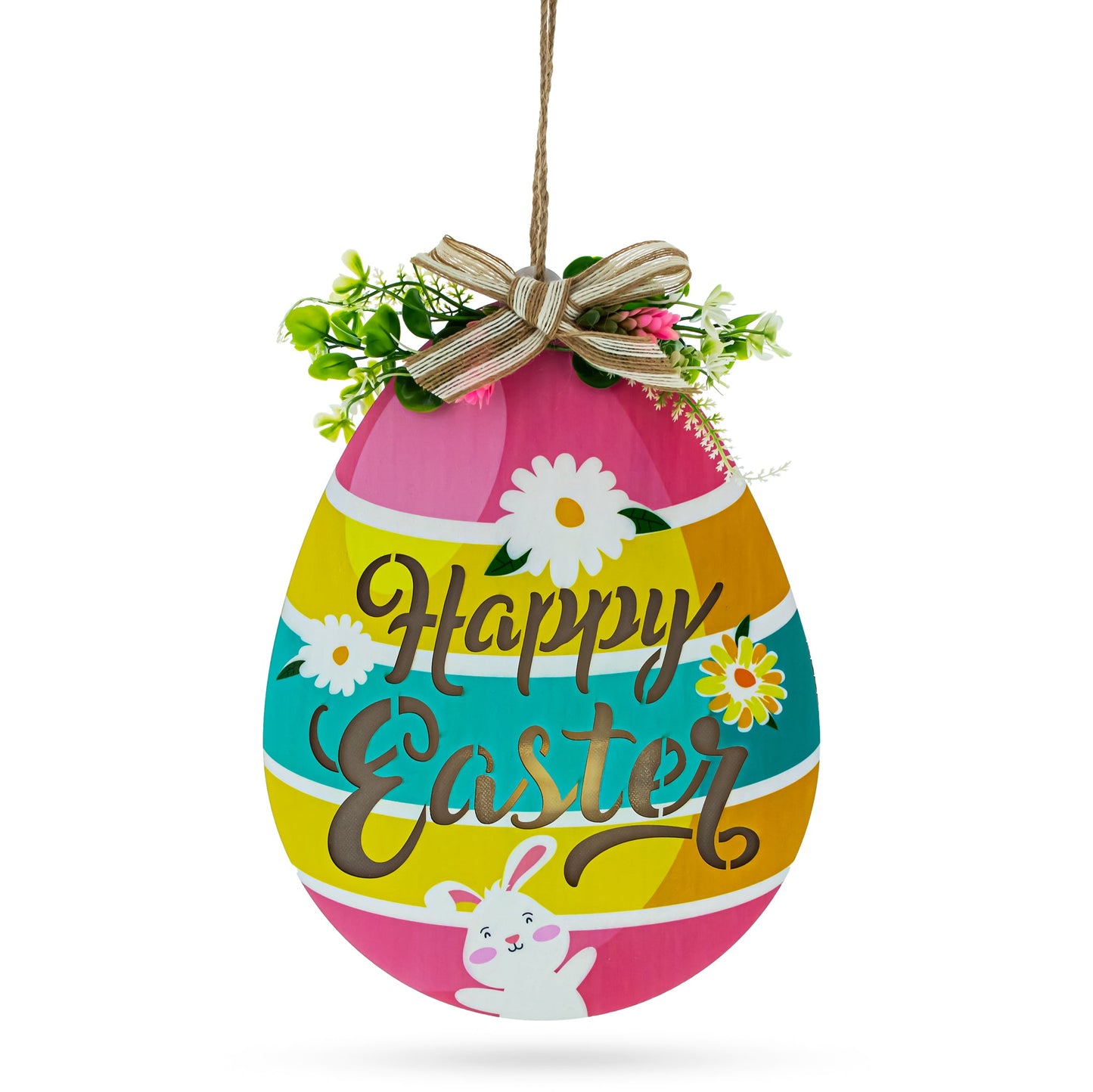 Illuminated LED Wooden Easter Egg Hanging Decor