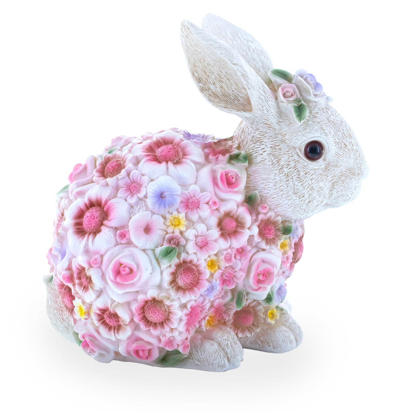 Floral Bunny Figurine – Elegant Spring & Easter Decor with Pastel Flowers 7.1 Inches