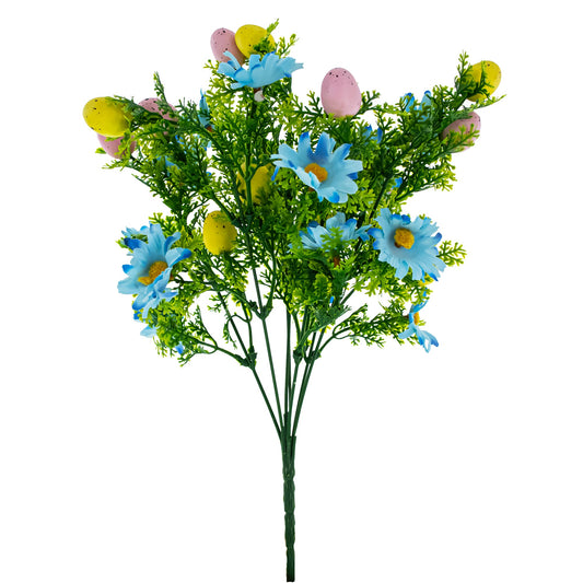 Easter Egg & Floral Bouquet – Artificial Spring Flowers with Decorative Speckled Eggs