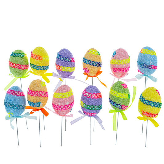 Set of 12 Colorful Easter Egg Picks