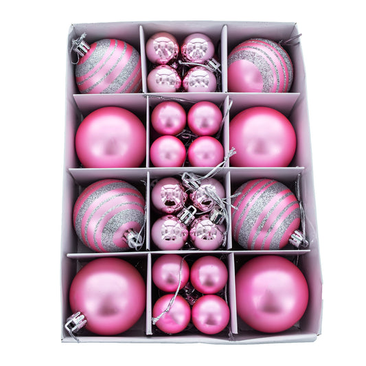 Set of 40 Pink Mini Ball Plastic Christmas Ornaments