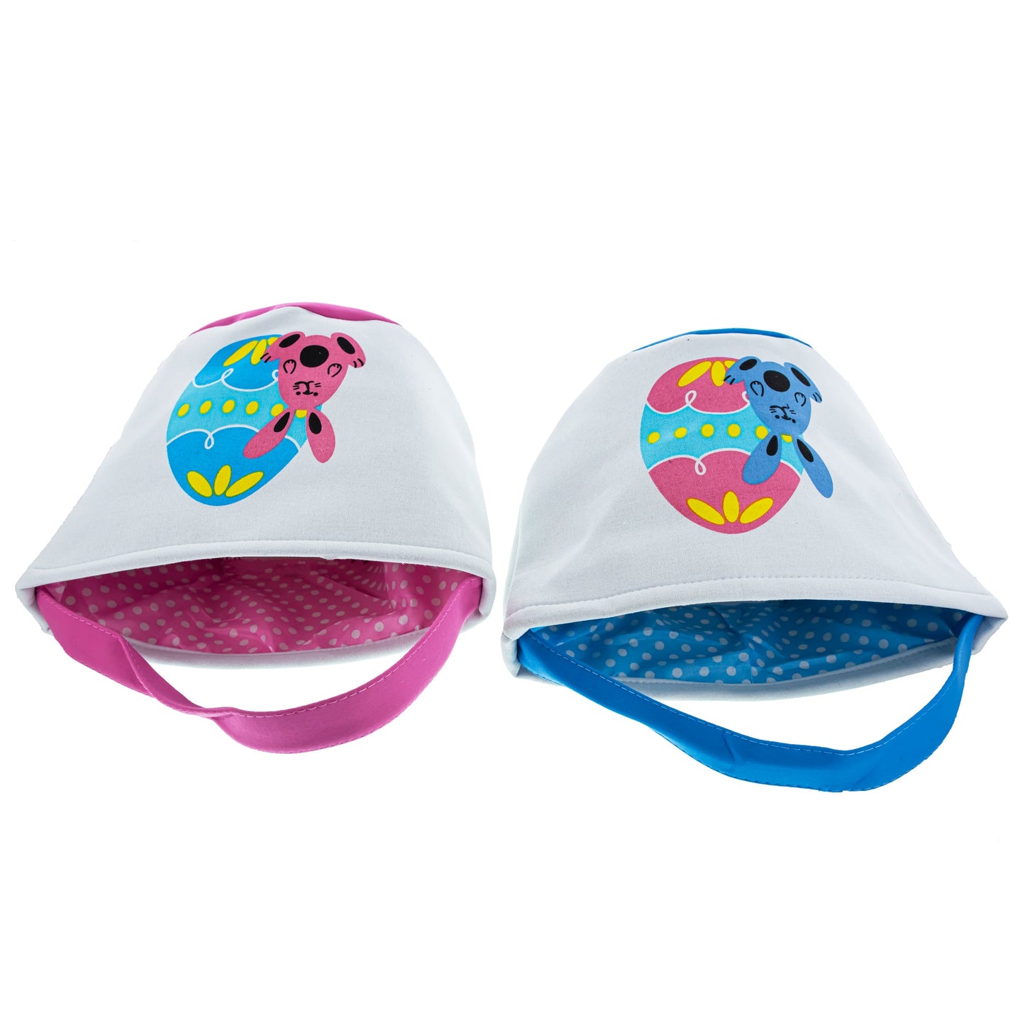 Set of 2 Easter Bunny Tote Bags – Soft Fabric Egg Hunt Baskets for Kids 9.5 Inches Tall