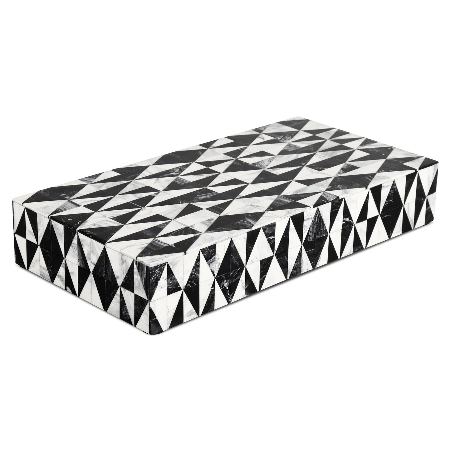 Medley Harlequin Pattern Decorative Storage Box, Resin Inlay in 7 Sizes, Black & White