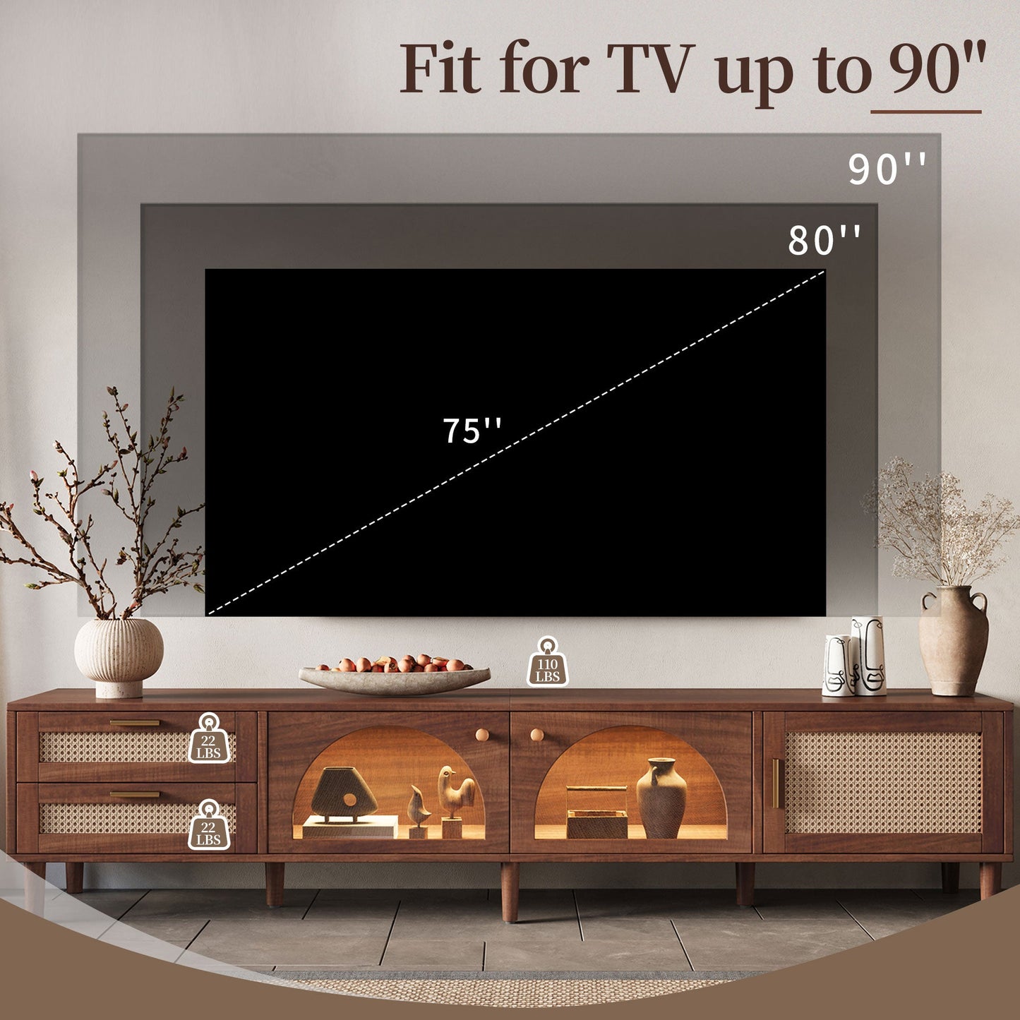 86 Inch TV Stand for TVs Up to 90"