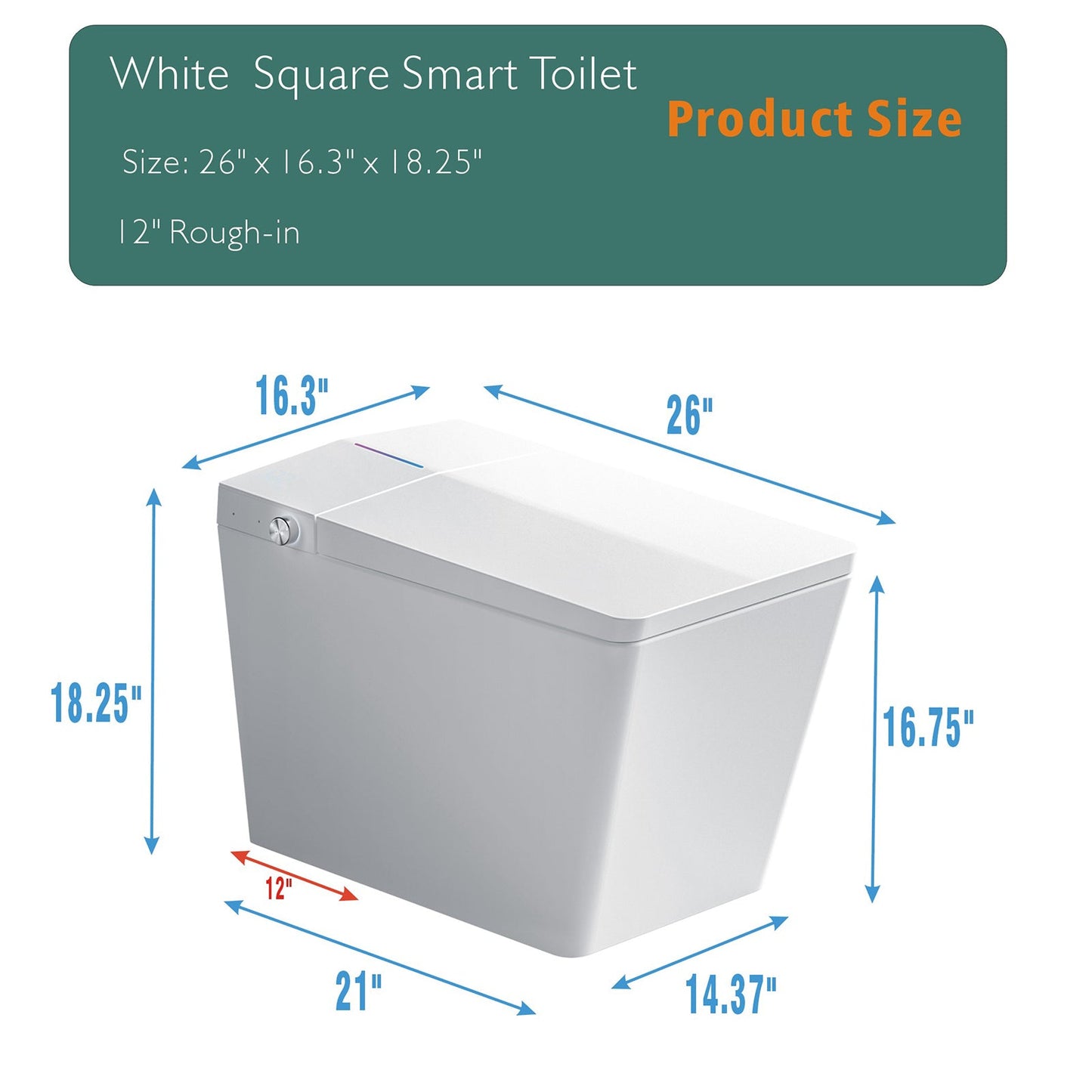 Square Smart Toilet with Built-in Tank