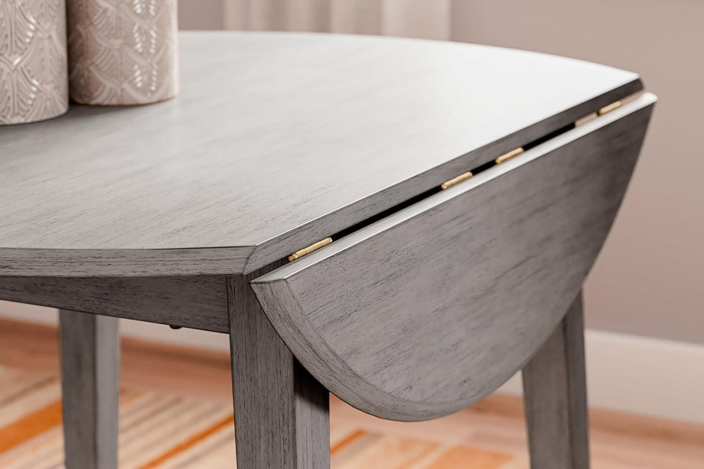Gray Drop Leaf Dining Table Seats Four With Two Leaves