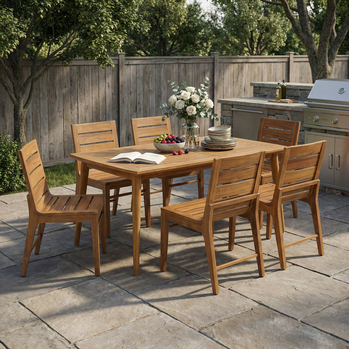 7 Piece Outdoor Acacia Wood Dining Set