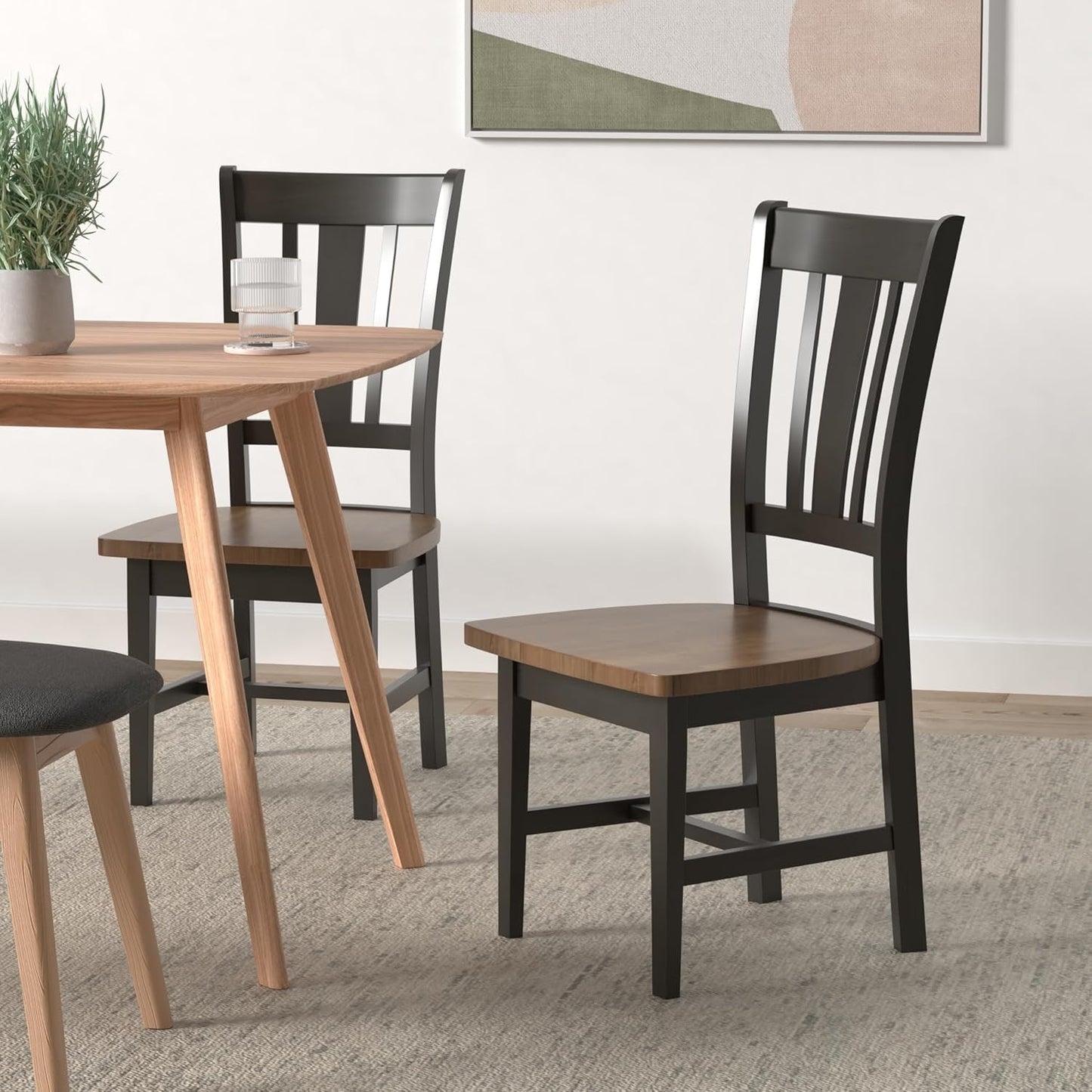 International Concepts Splatback Dining Chair Hickory Washed Coal