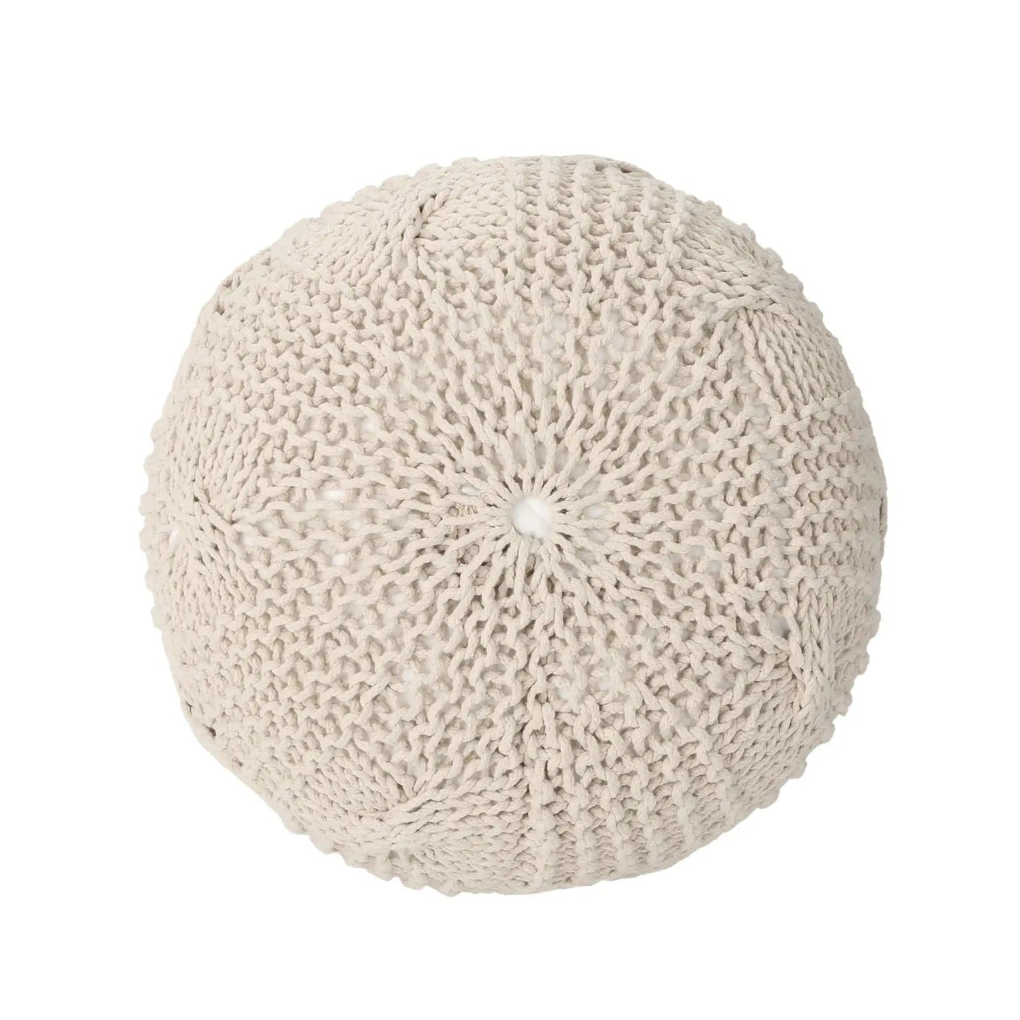 Bordeaux Knitted Cotton Round Pouf