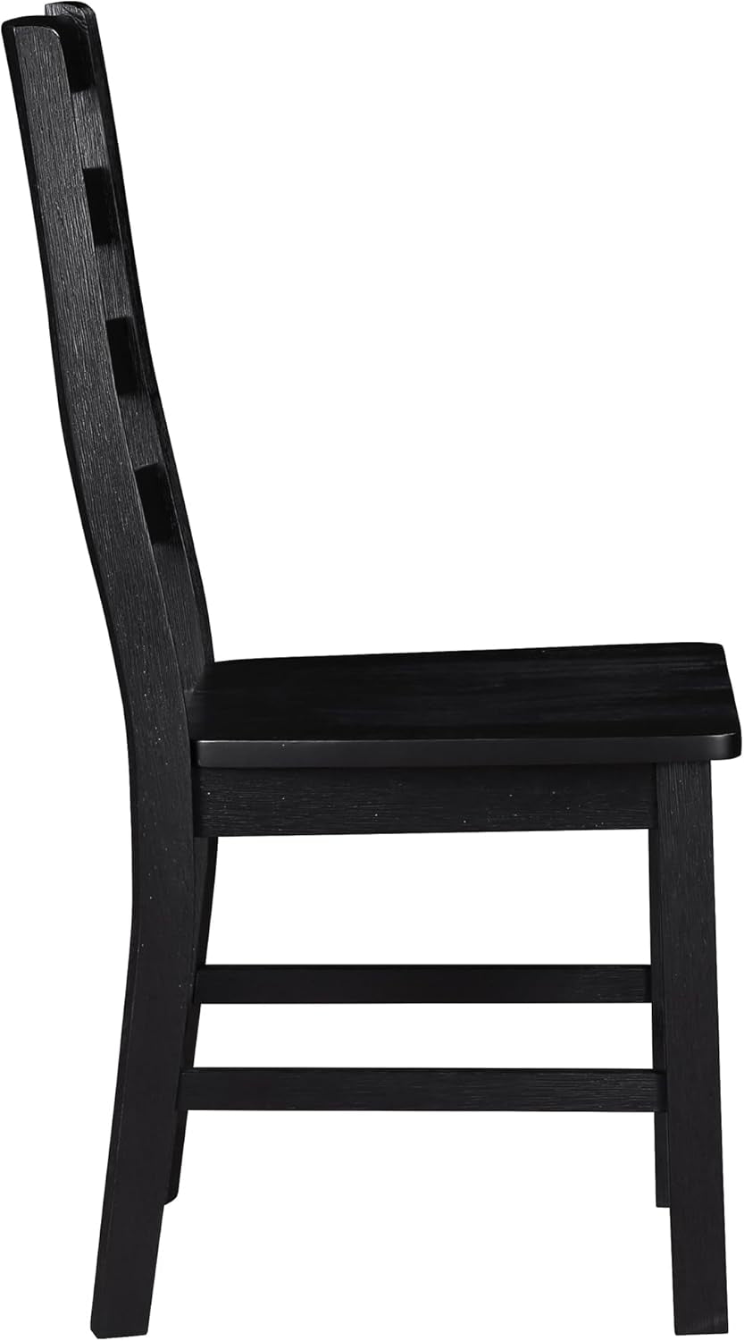 Black Dining Chairs Set Of 2 With Solid Wood Legs And Footrest