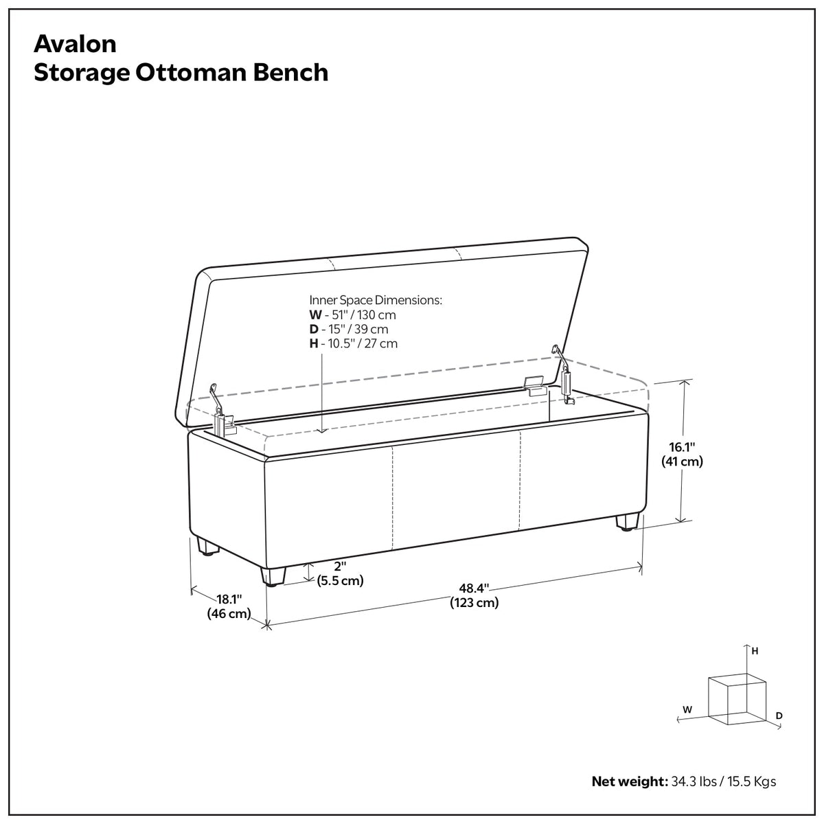 Avalon Storage Ottoman Bench