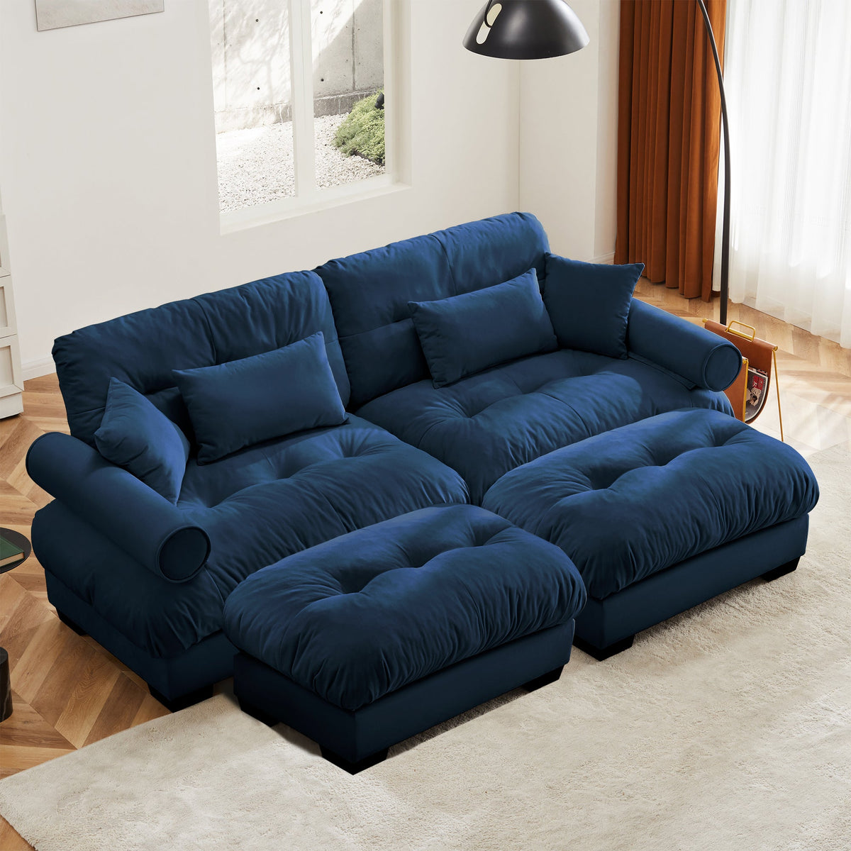 Over Size Modern Two-Seater Sofa with Ottoman
