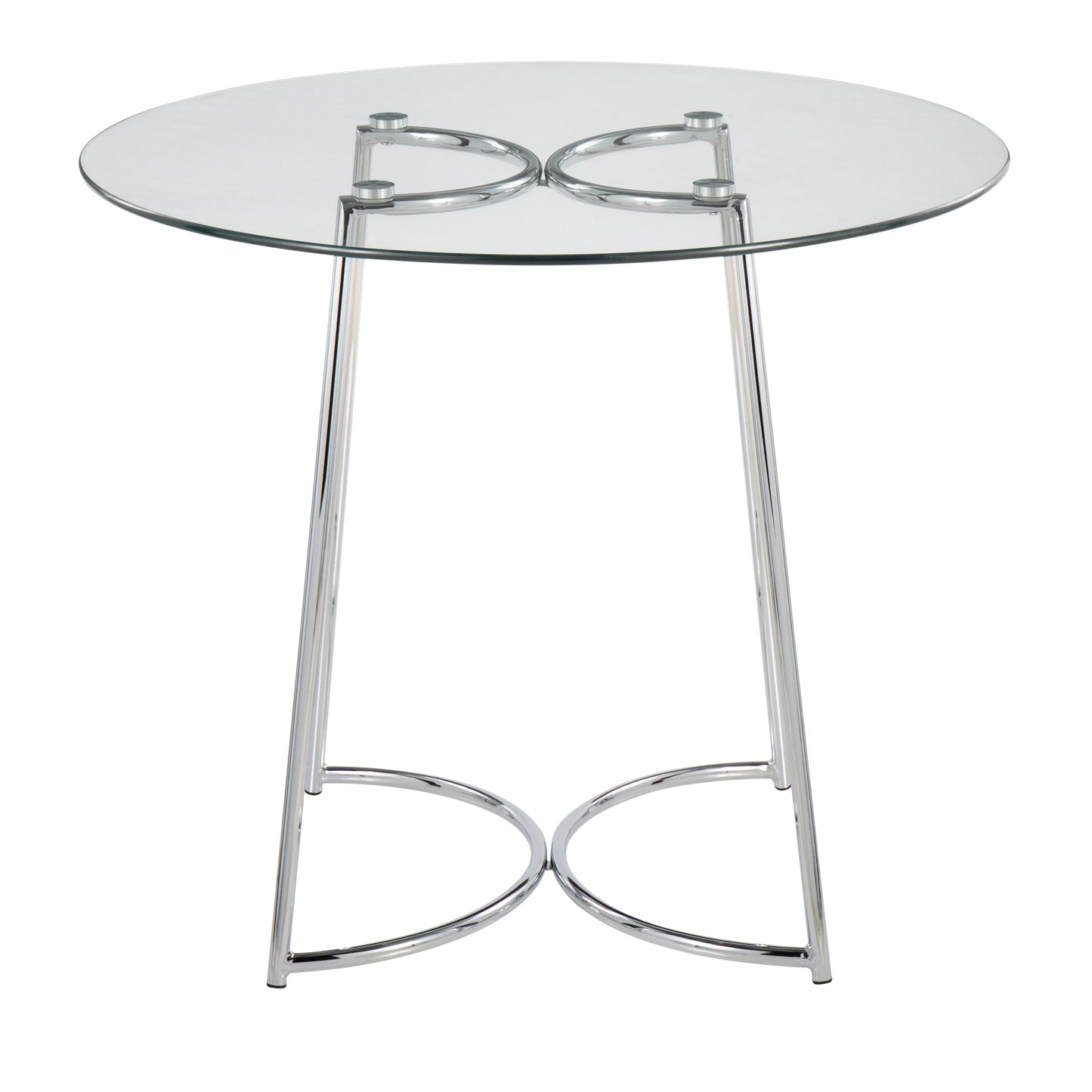 Cece Contemporary Dinette Table in Chrome with Clear Glass Top by LumiSource