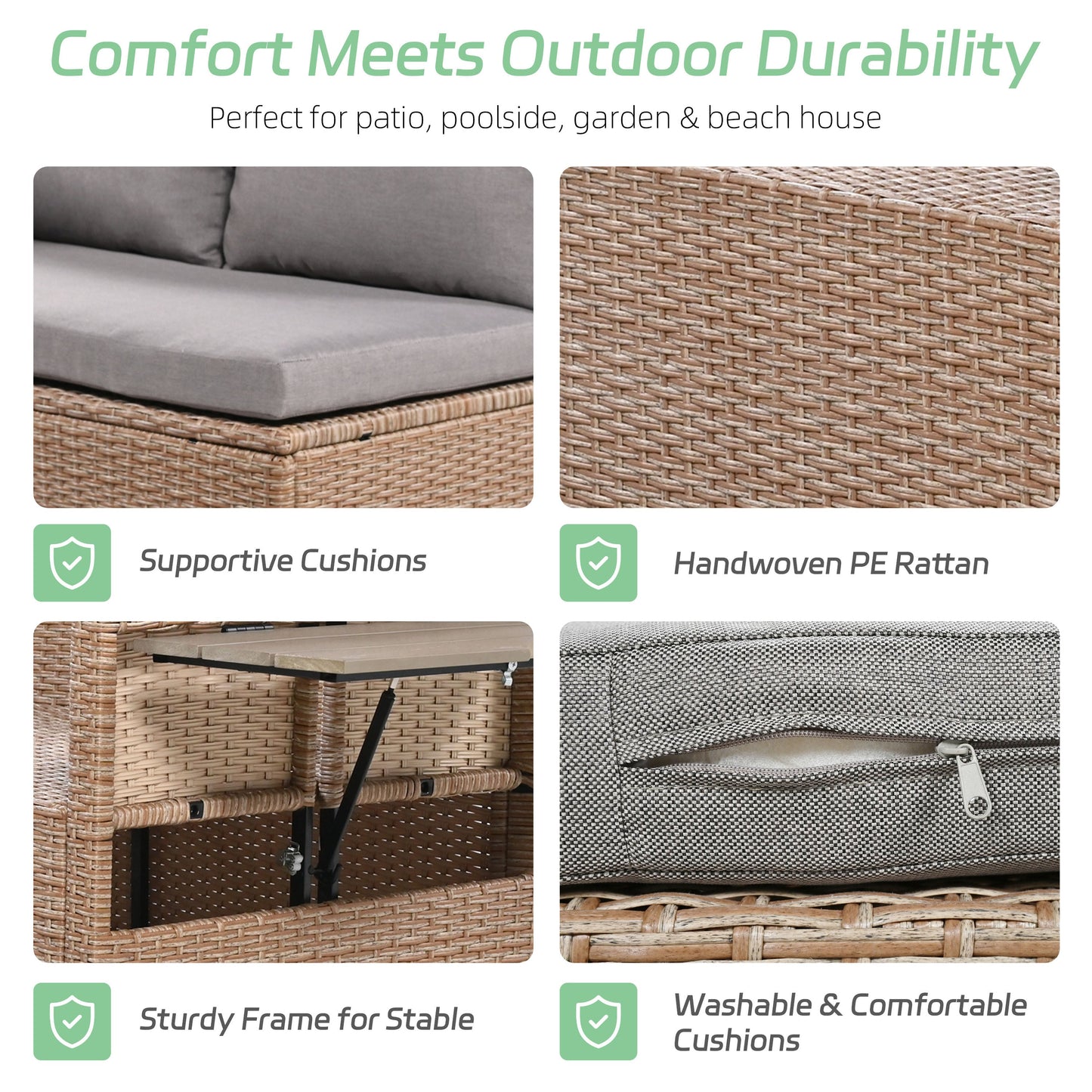 TOMAX 5-Piece Outdoor Patio Rattan Sofa Set