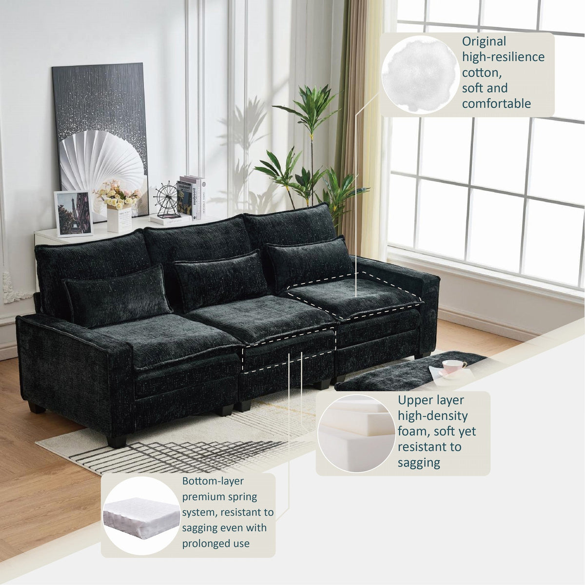 99'' Sectional Cloud Deep Seat Couch