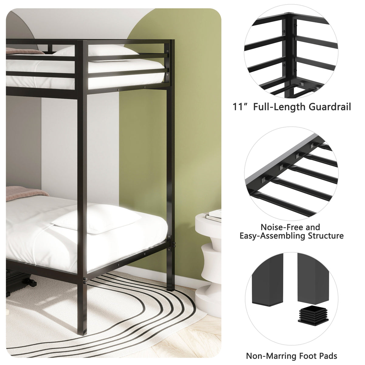 Adam Sturdy Twin Over Twin Bunk Bed Metal