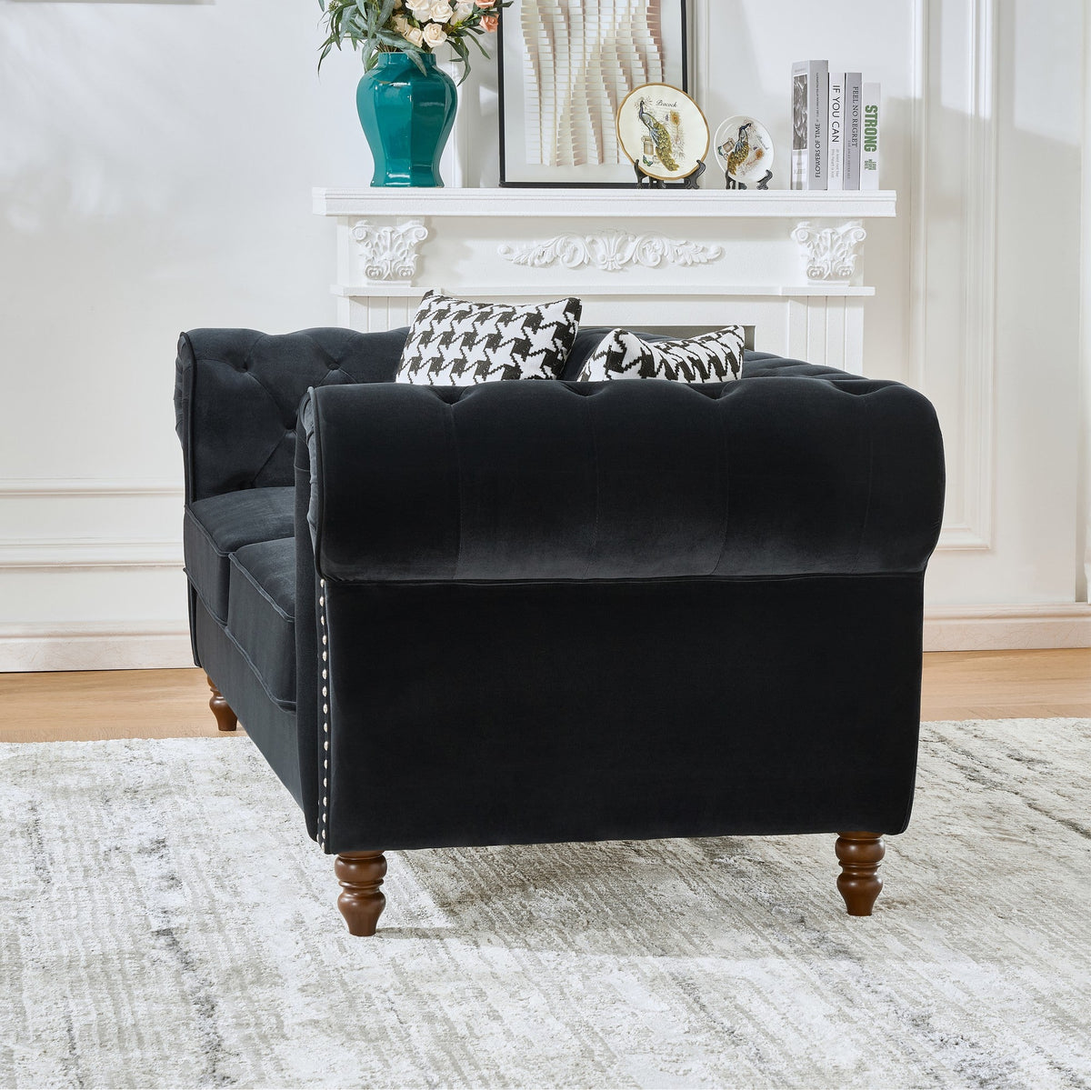 Chesterfield Velvet Upholstery Fabric Sofa - 3 Seater