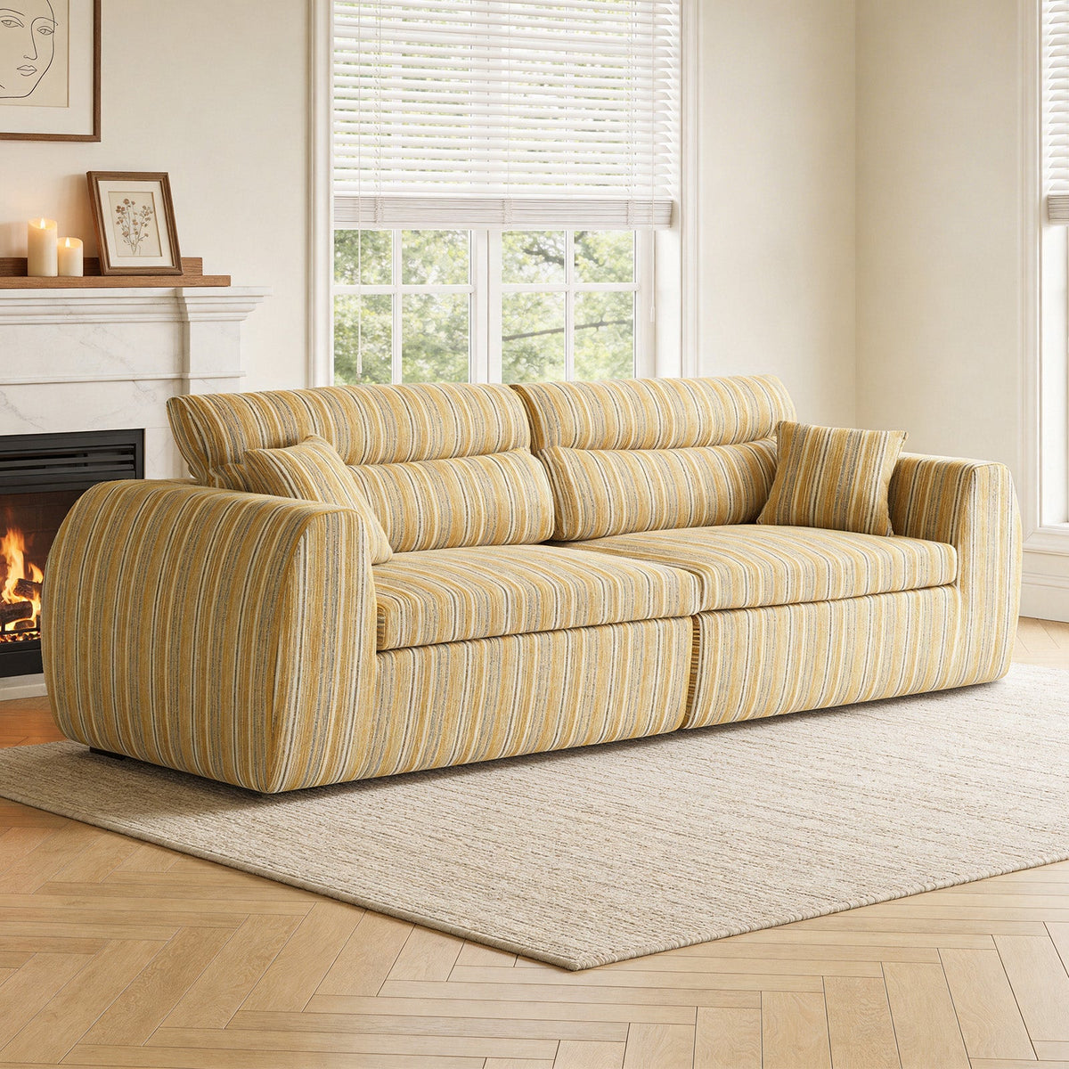 Woven Chenille Striped Compression Sofa