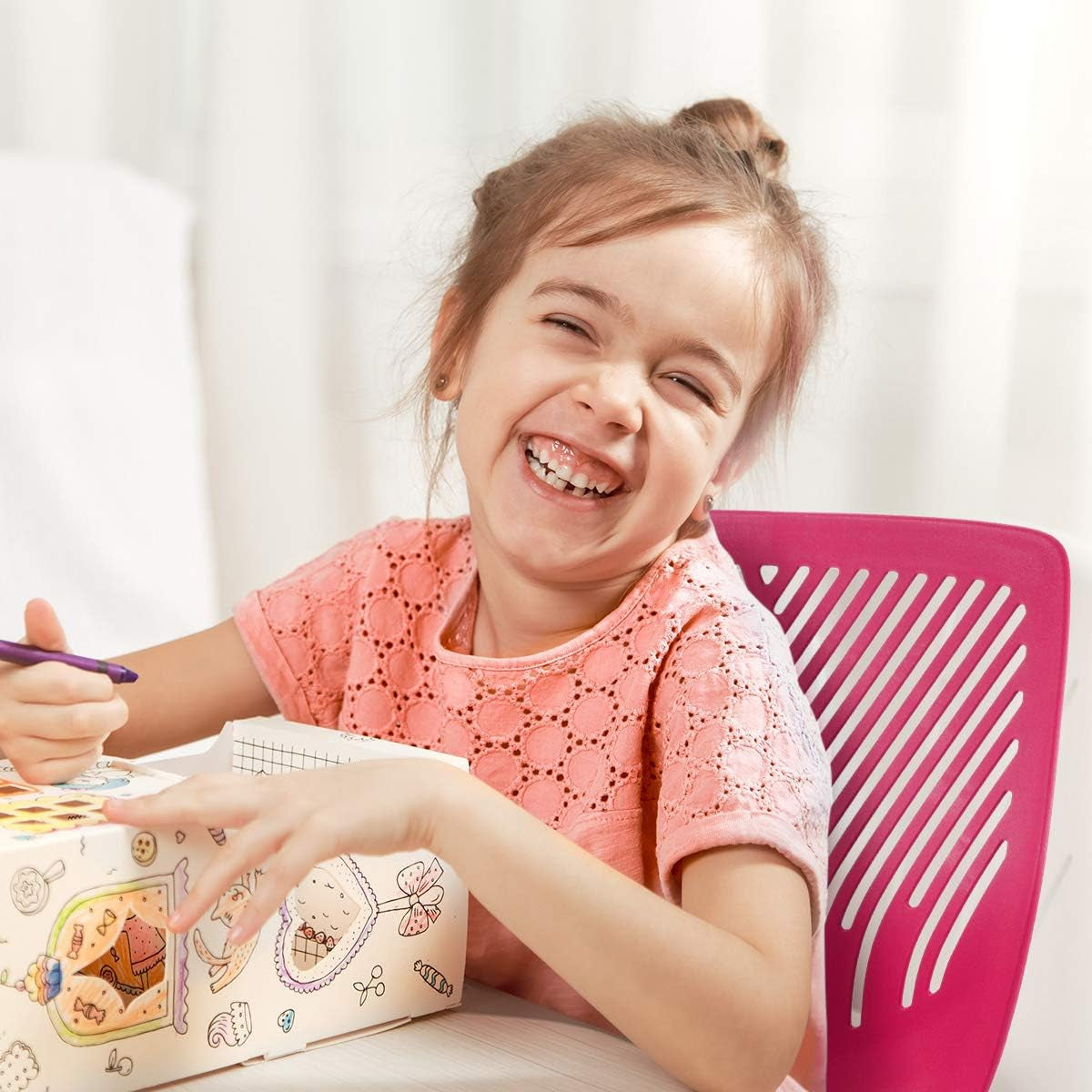 Kids Desk Chair Adjustable Height With Lumbar Support Rose