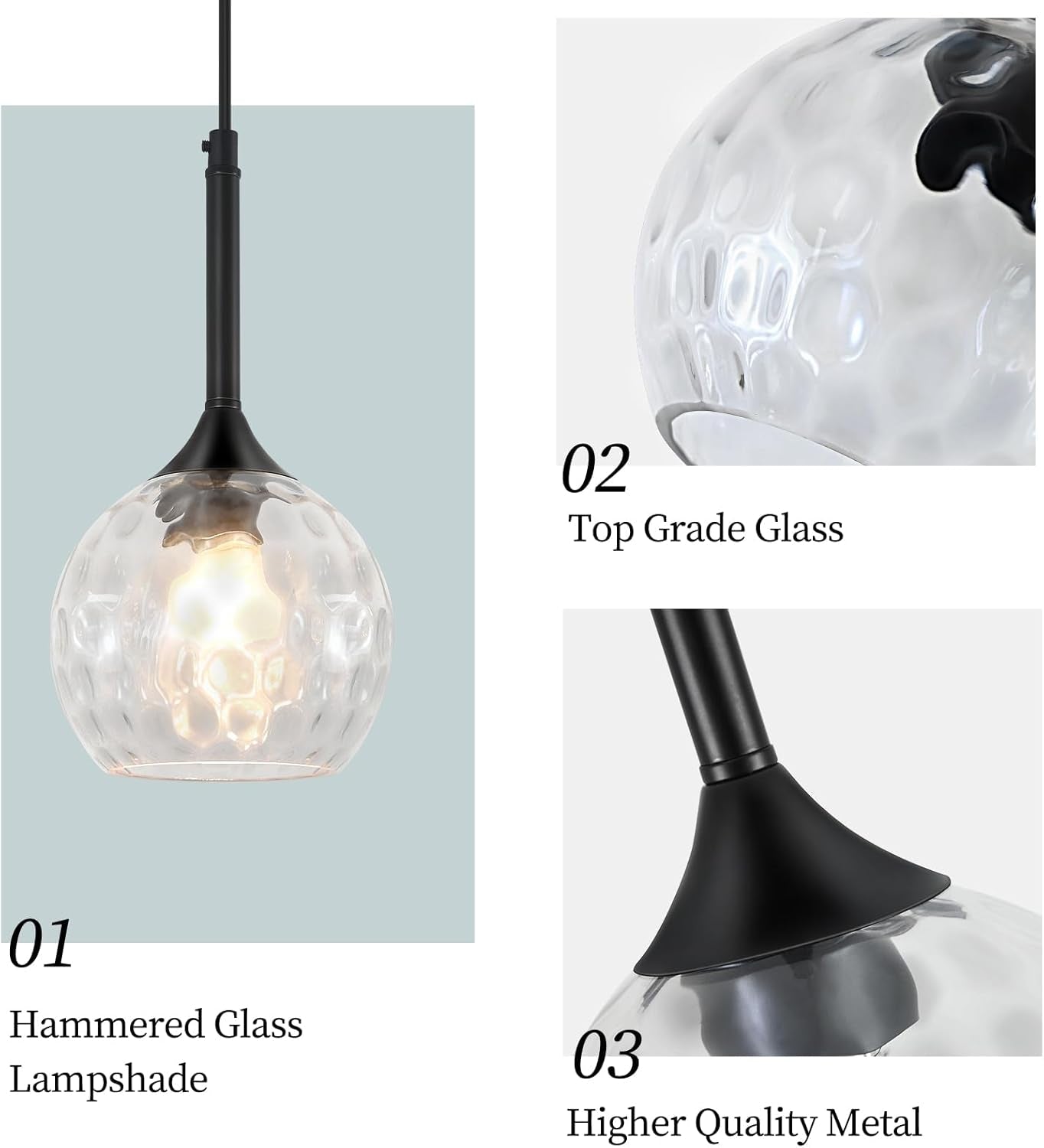 Hammered Glass Pendant Light