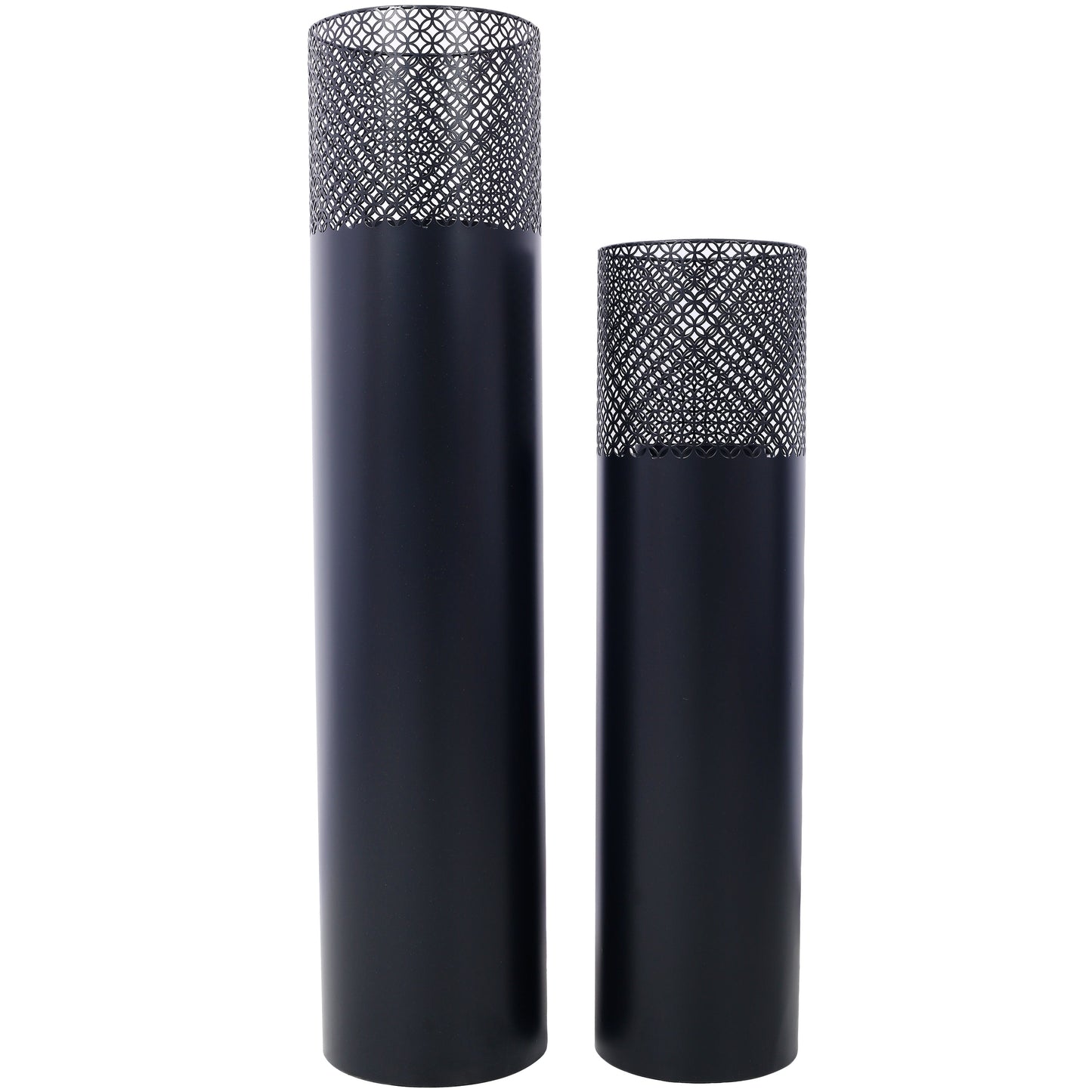 Lantern Column, Set of 2, Decorative Column for Garden in  Industrial Design, Lantern for Outdoor and Indoor, Lantern Including Candles, Oriental, 37 1/2+ 29 1/2 in