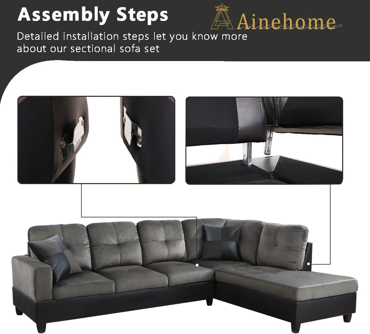 Two Piece L Shape Sectional Sofa Set With Chaise In Taupe Microfiber Right Hand Facing Living Room Furniture
