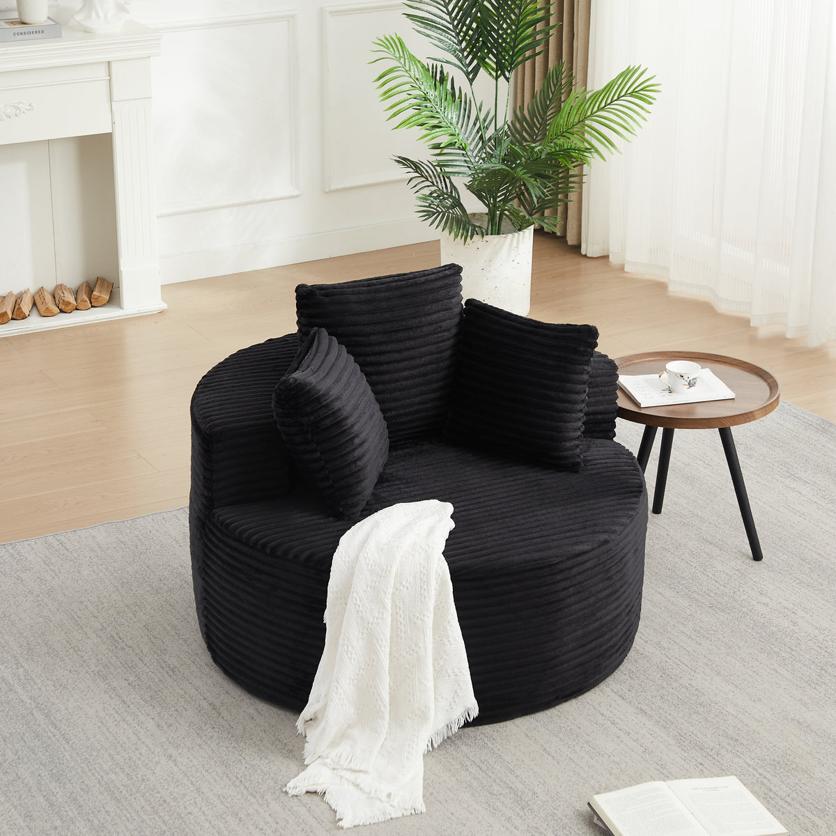 43-Inch Round Corduroy Single Sofa