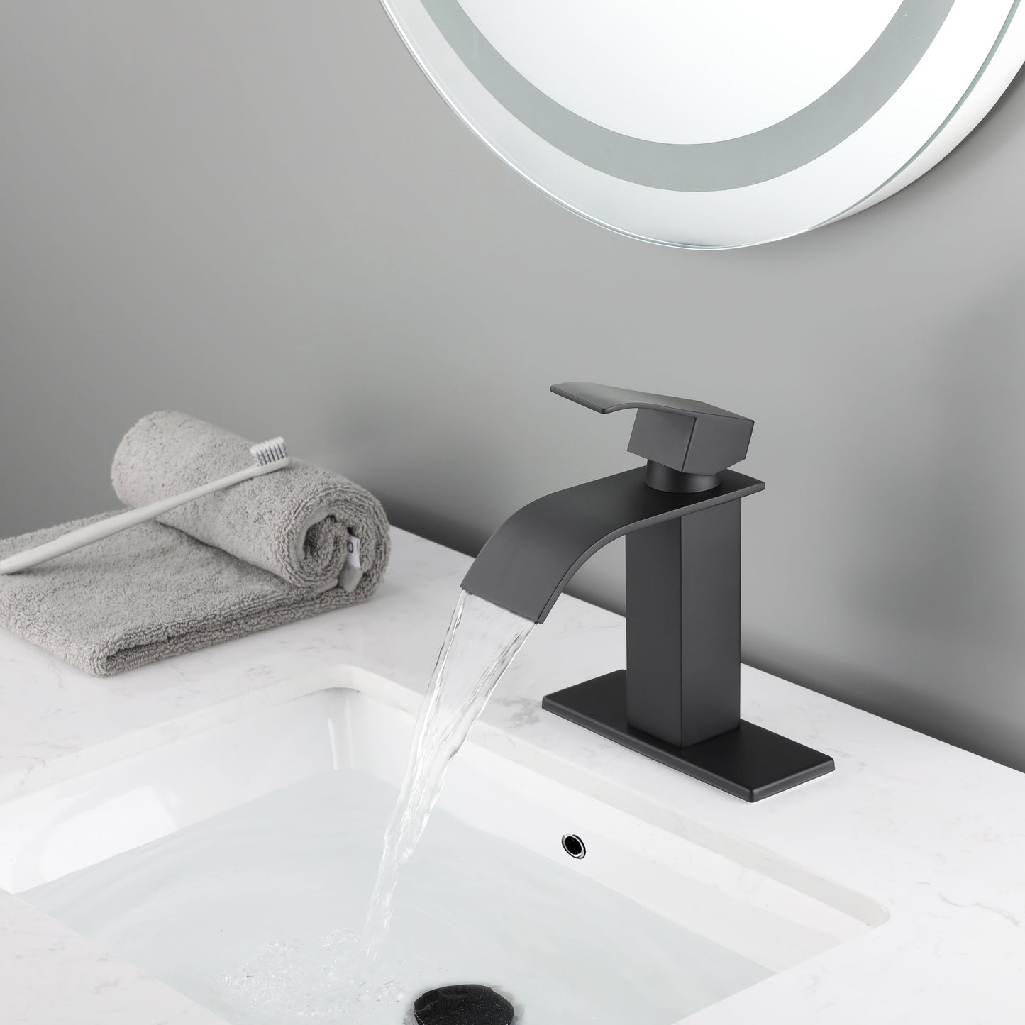 Waterfall Spout Bathroom Sink Single Handle Faucet
