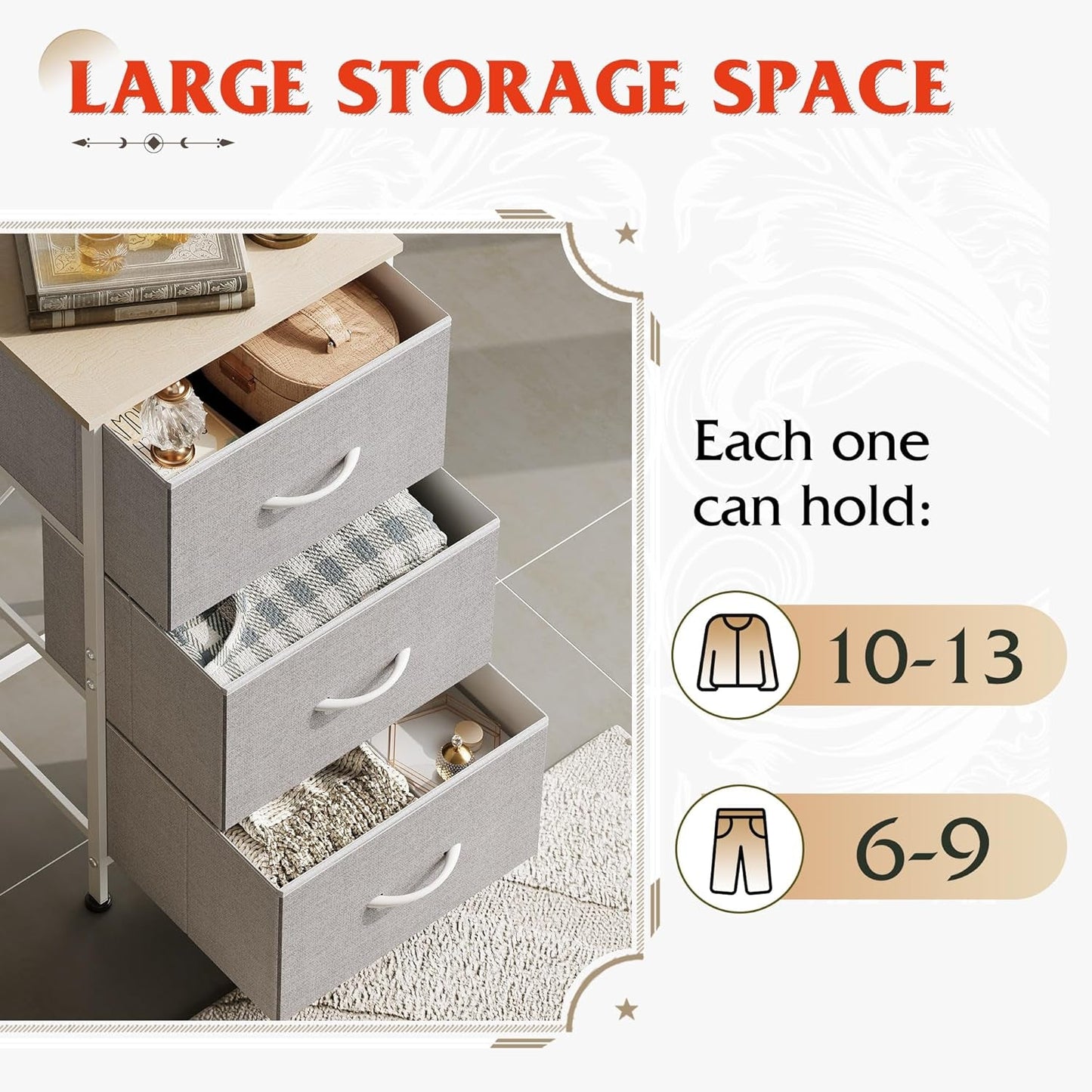 Light Grey Nightstand With 3 Drawers For Bedroom Hallway