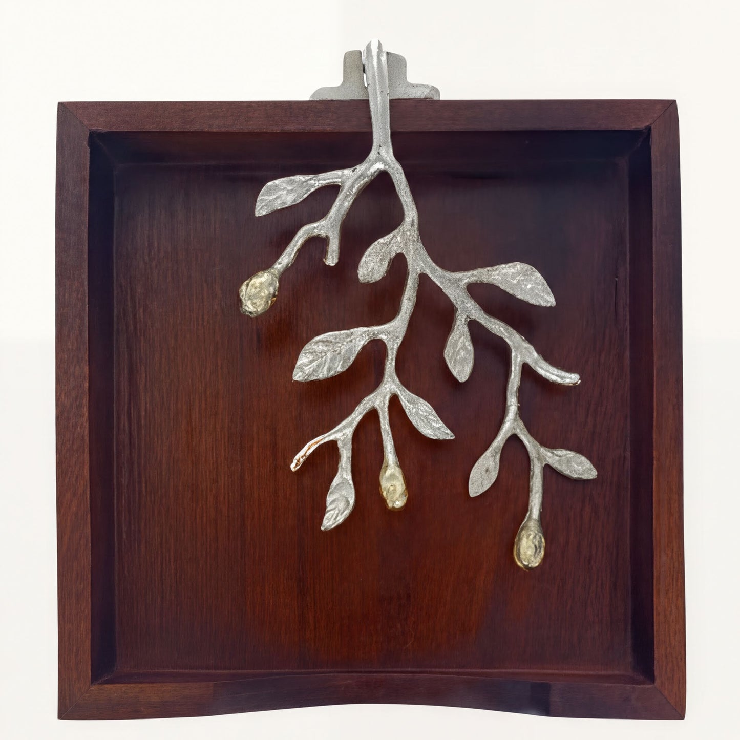 Wood Napkin Holder – Decorative Wooden Kitchen Napkin Holder with Silver Gold Finish