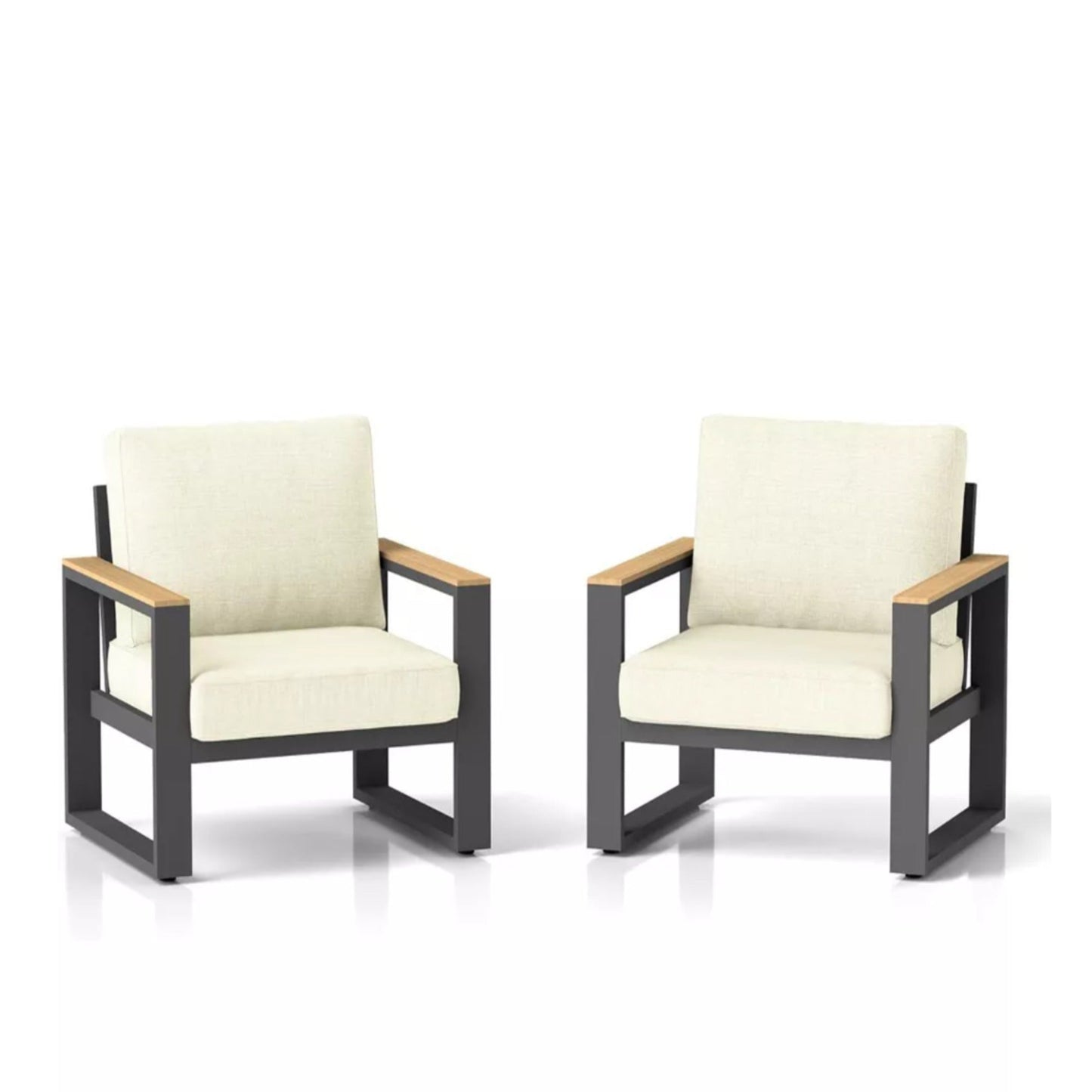 Set of 2 26.6" All-Weather Aluminum Patio Armchairs