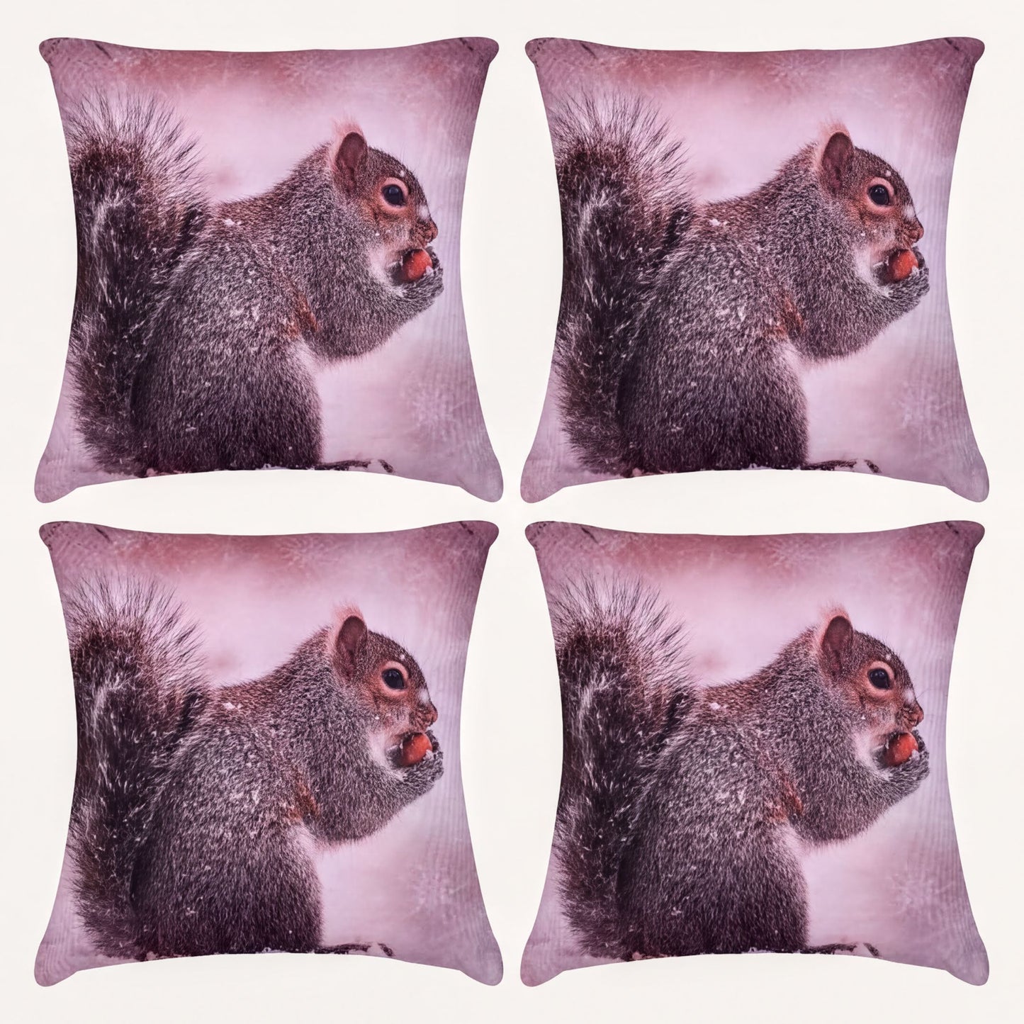 Squirrel Throw Pillow Covers - Set of 2 or 4 Decorative Printed Cushion Covers, 18x18 Inch