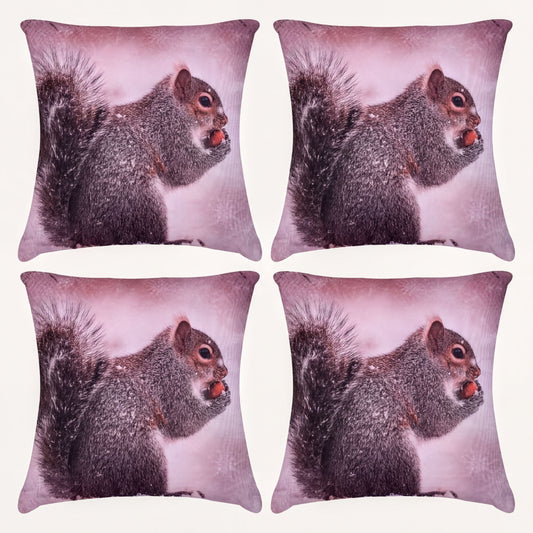 Squirrel Throw Pillow Covers - Set of 2 or 4 Decorative Printed Cushion Covers, 18x18 Inch