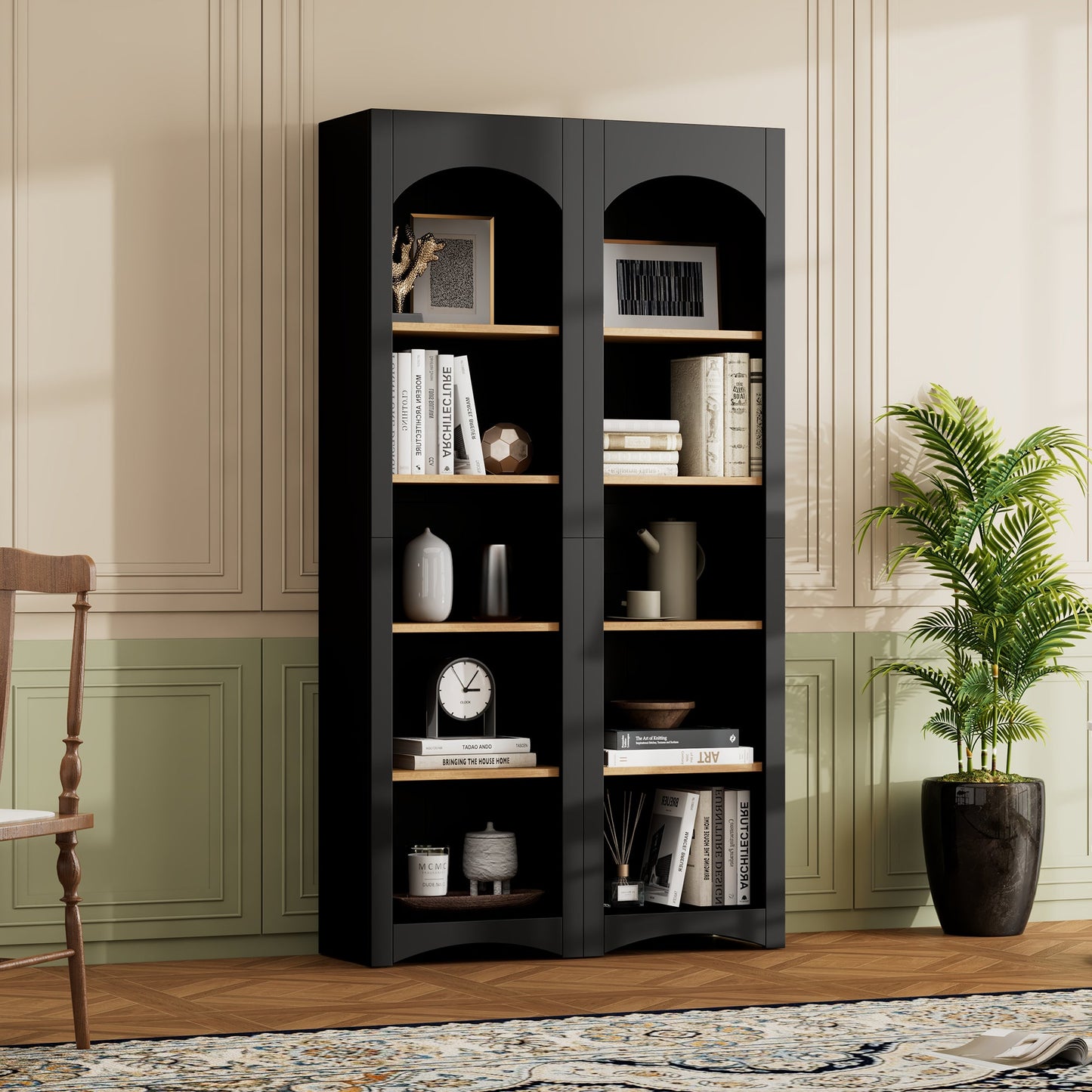 ON-TREND Free Standing 5 Tier Bookshelves Set of 2