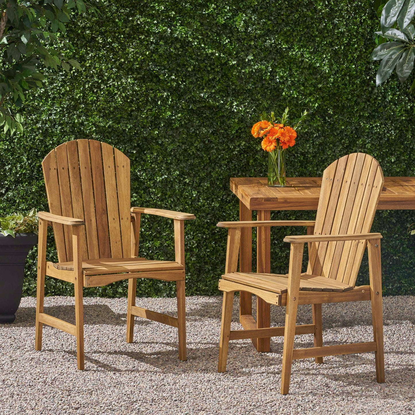 Outdoor Weather Resistant Acacia Wood Adirondack Dining Chairs