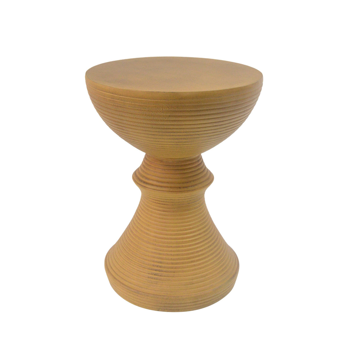 16" Ribbed Concrete Accent Table