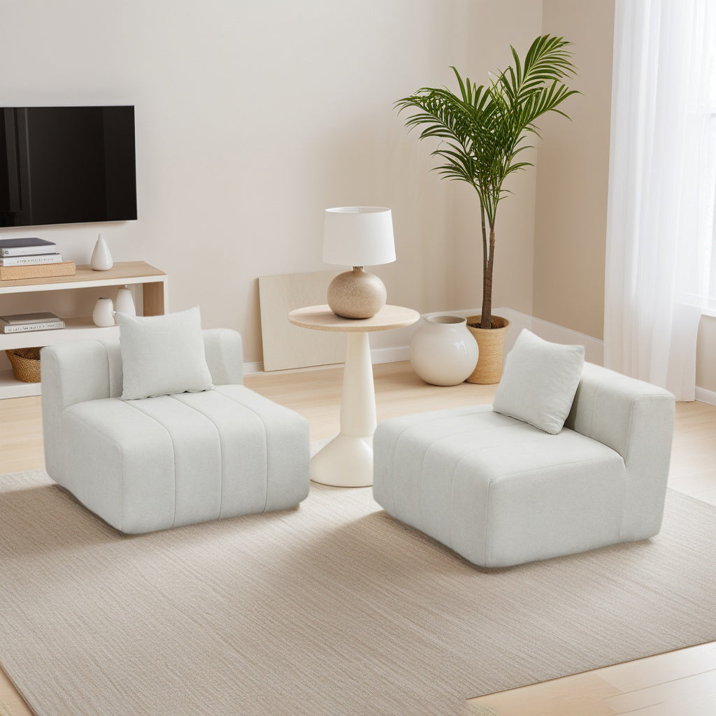 Chenille Sectional Sofa With 2 Pillows